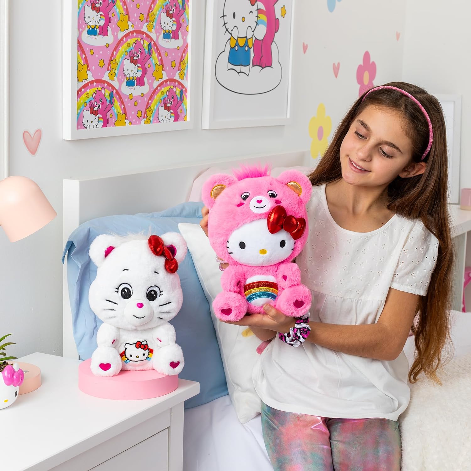 2 Pack 10" Hello Kitty Loves Cheer Bear Plush Toys