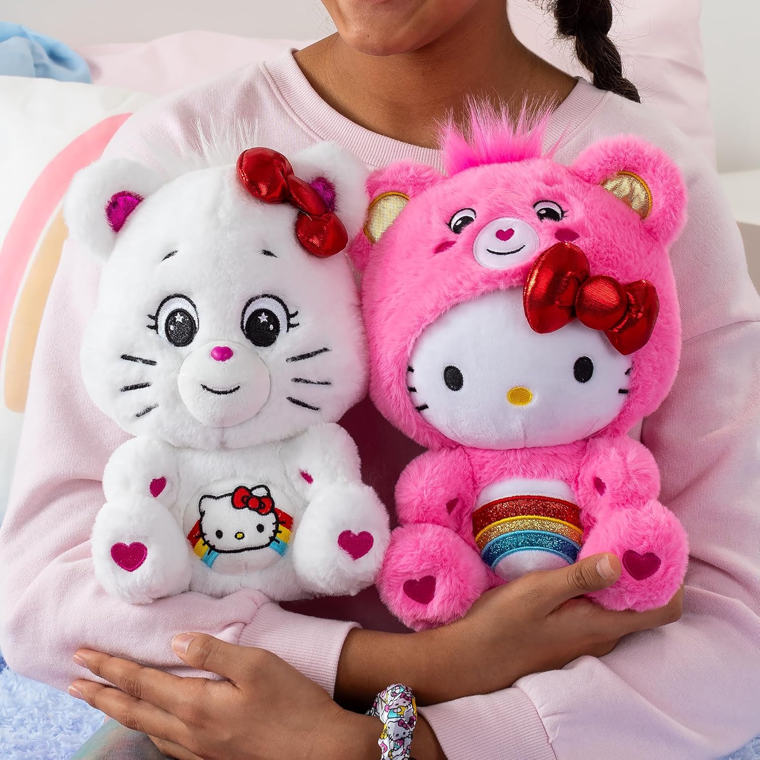 2 Pack 10" Hello Kitty Loves Cheer Bear Plush Toys