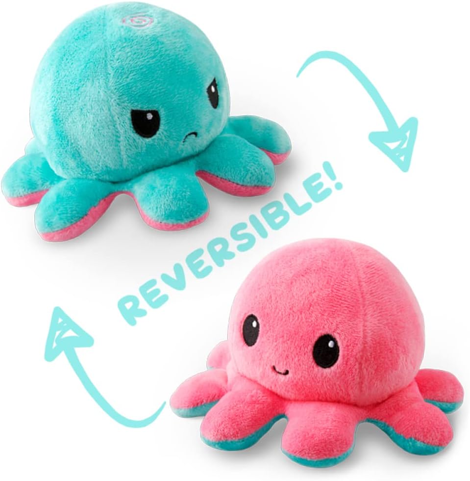 4" Reversible Octopus Plush Toy - Pink + Light Green