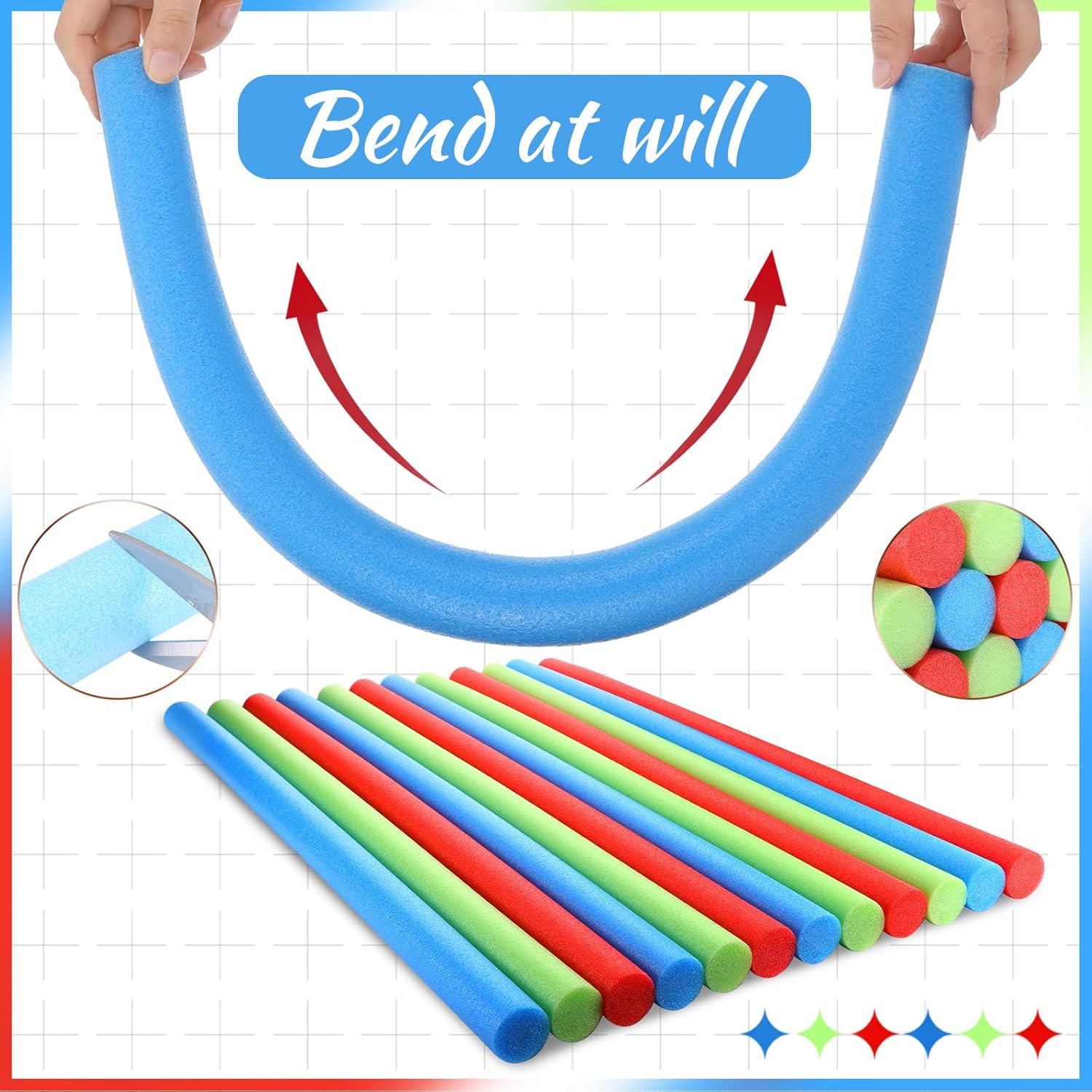 12 Pieces Floating Pool Noodle Tubes