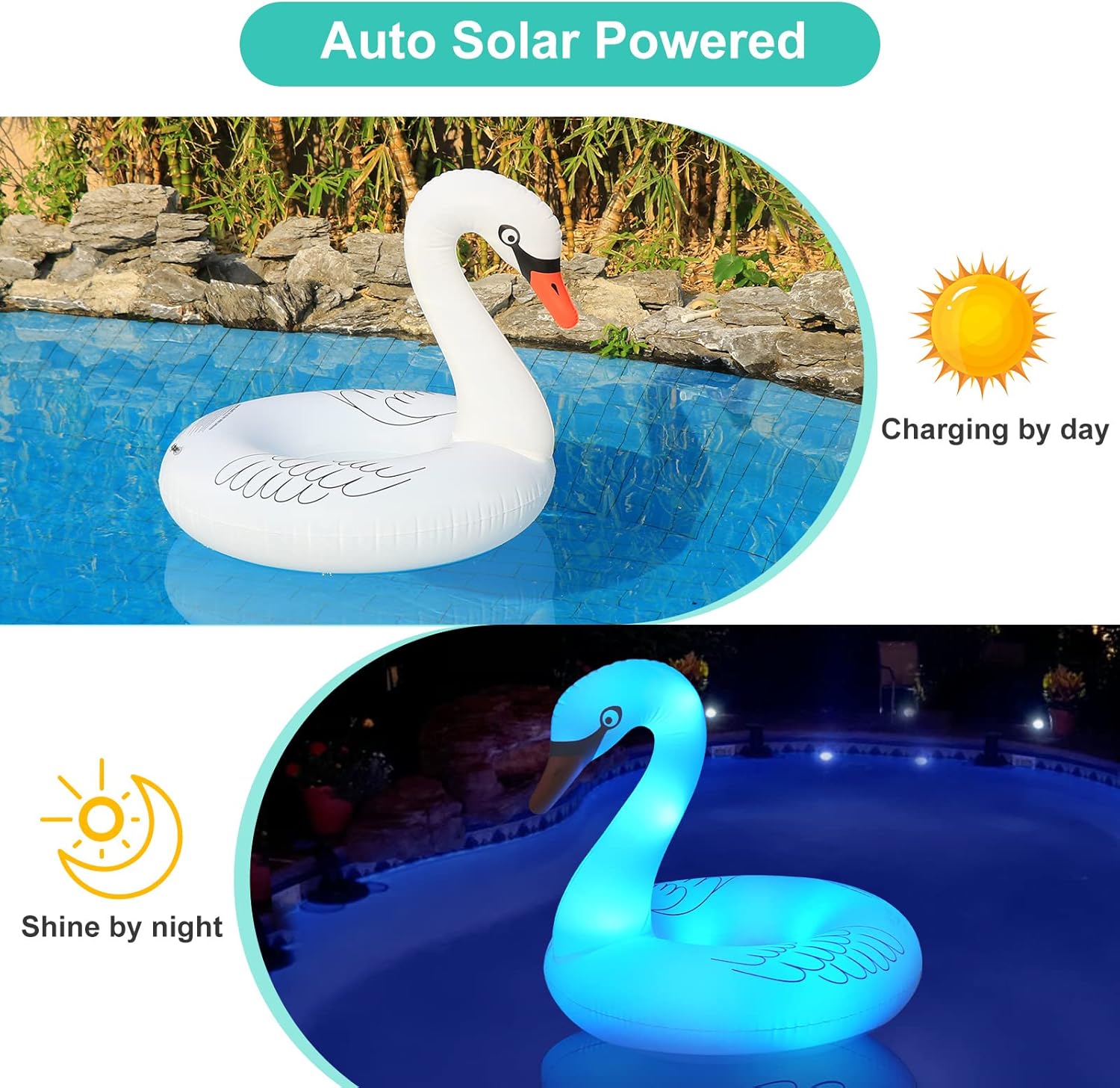 42" Inflatable Swan Pool Pontoon Boat