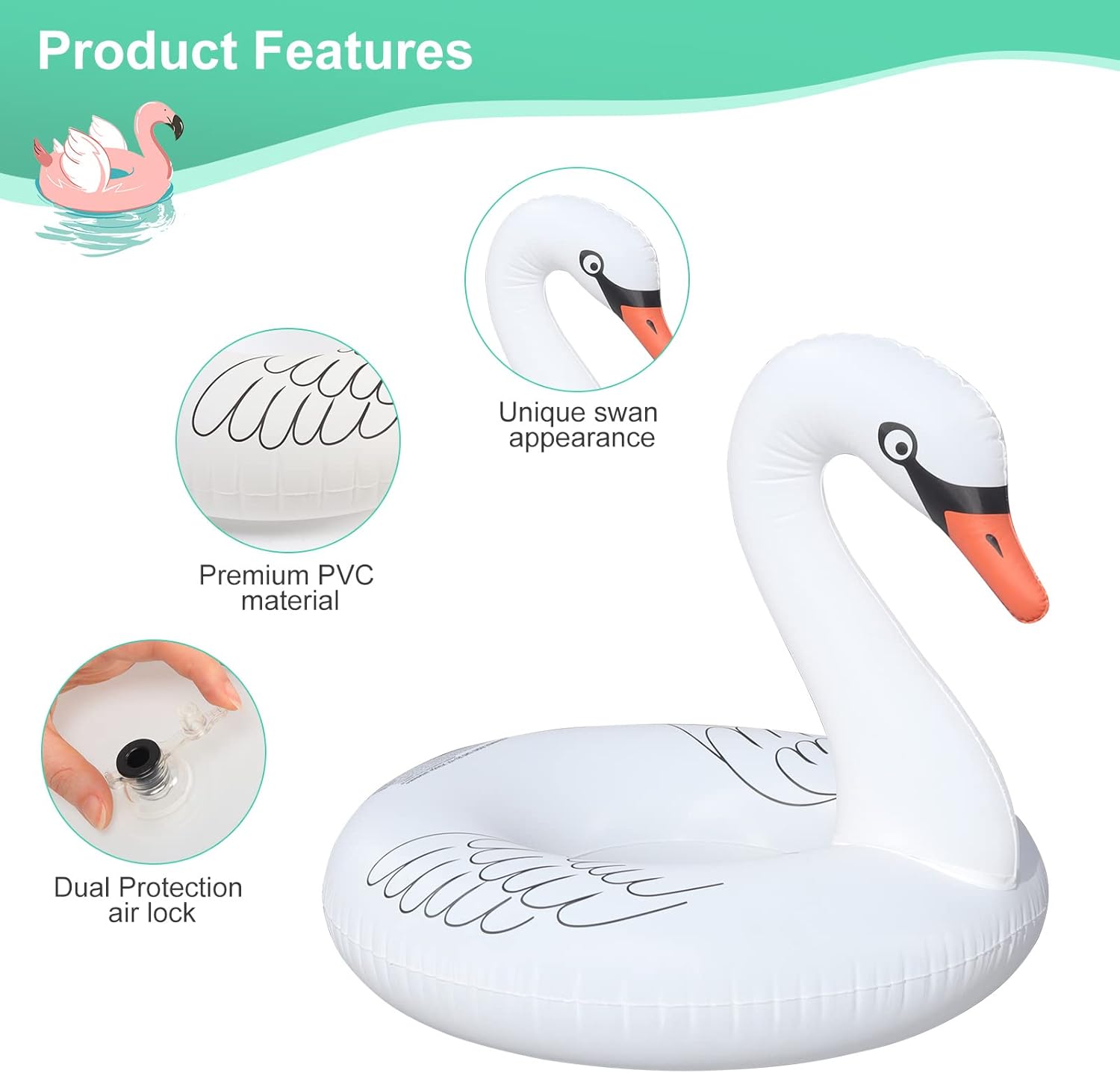42" Inflatable Swan Pool Pontoon Boat