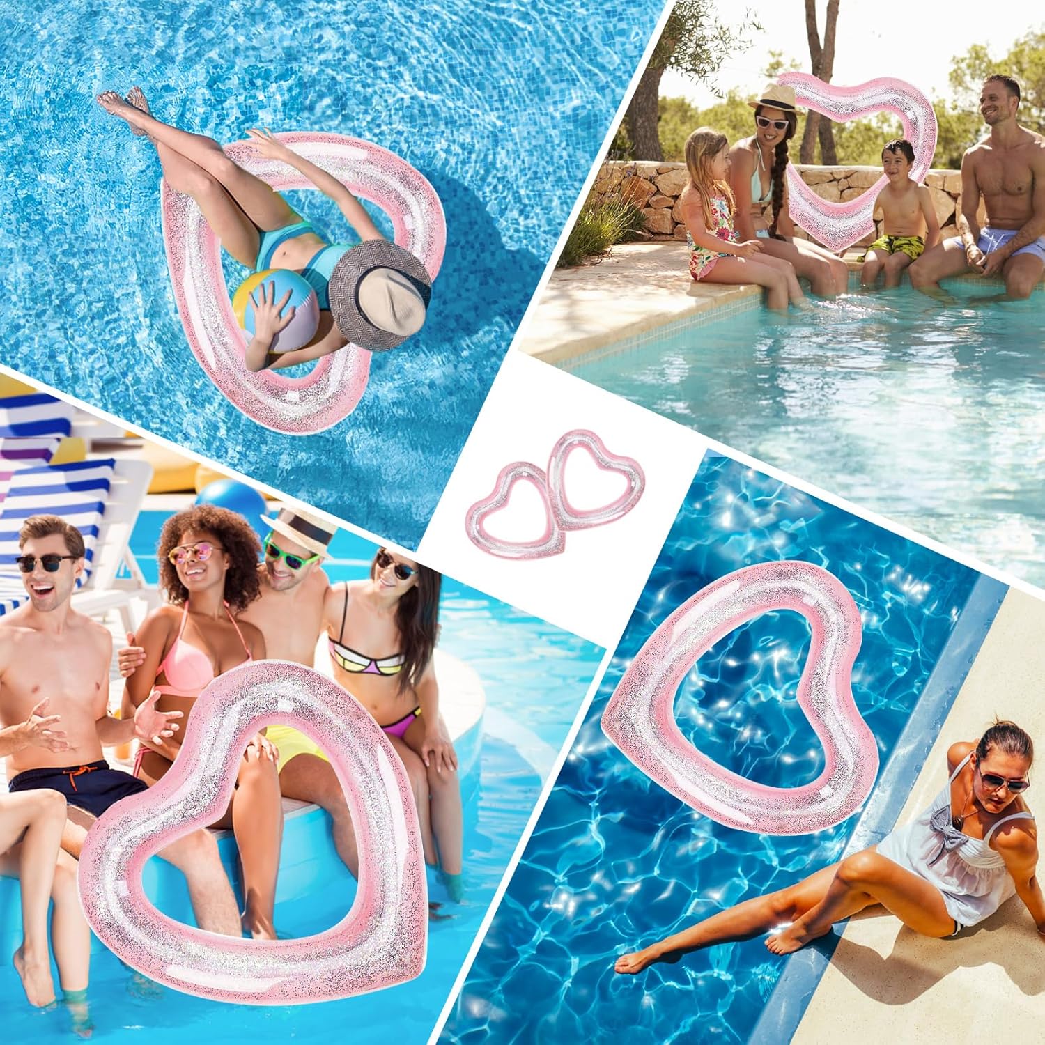 47.3 x 39.4" Inflatable Heart Shaped Pool Pontoon Boat