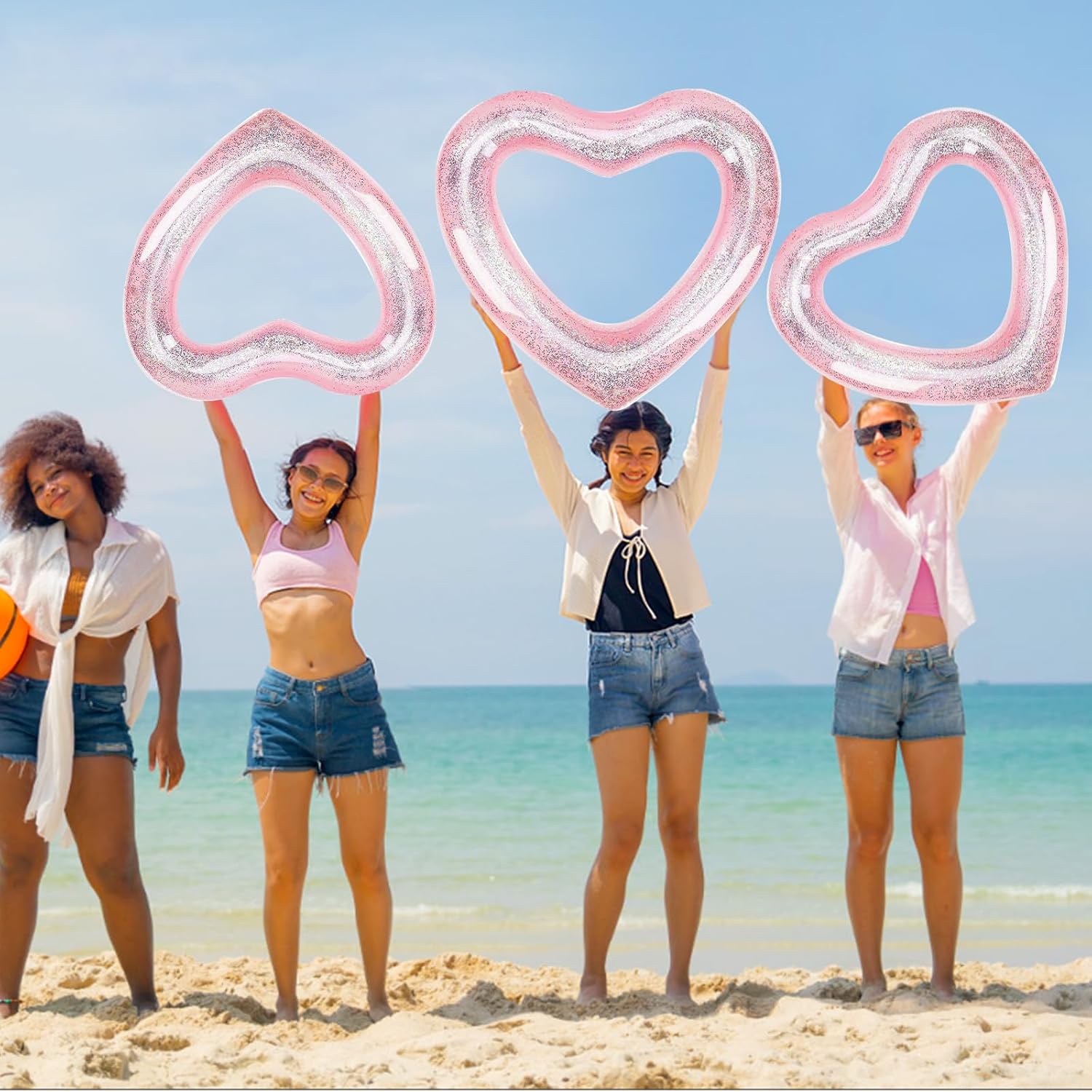 47.3 x 39.4" Inflatable Heart Shaped Pool Pontoon Boat