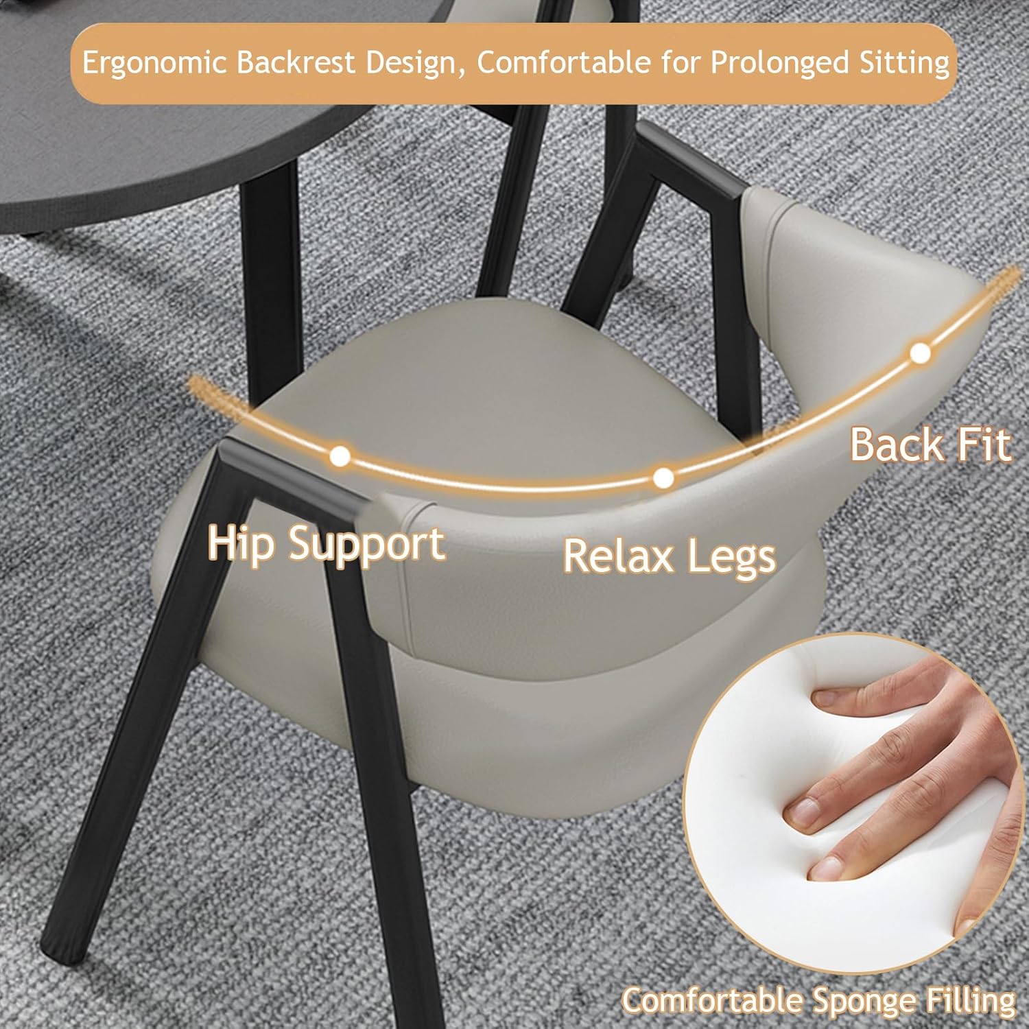 Desk and Chair Set for 4, Small Round Conference Table with Back Chairs, 5-Piece Space-Saving Negotiation Reception Room Table and Chairs (D 31.5 in/80 cm, Blue)