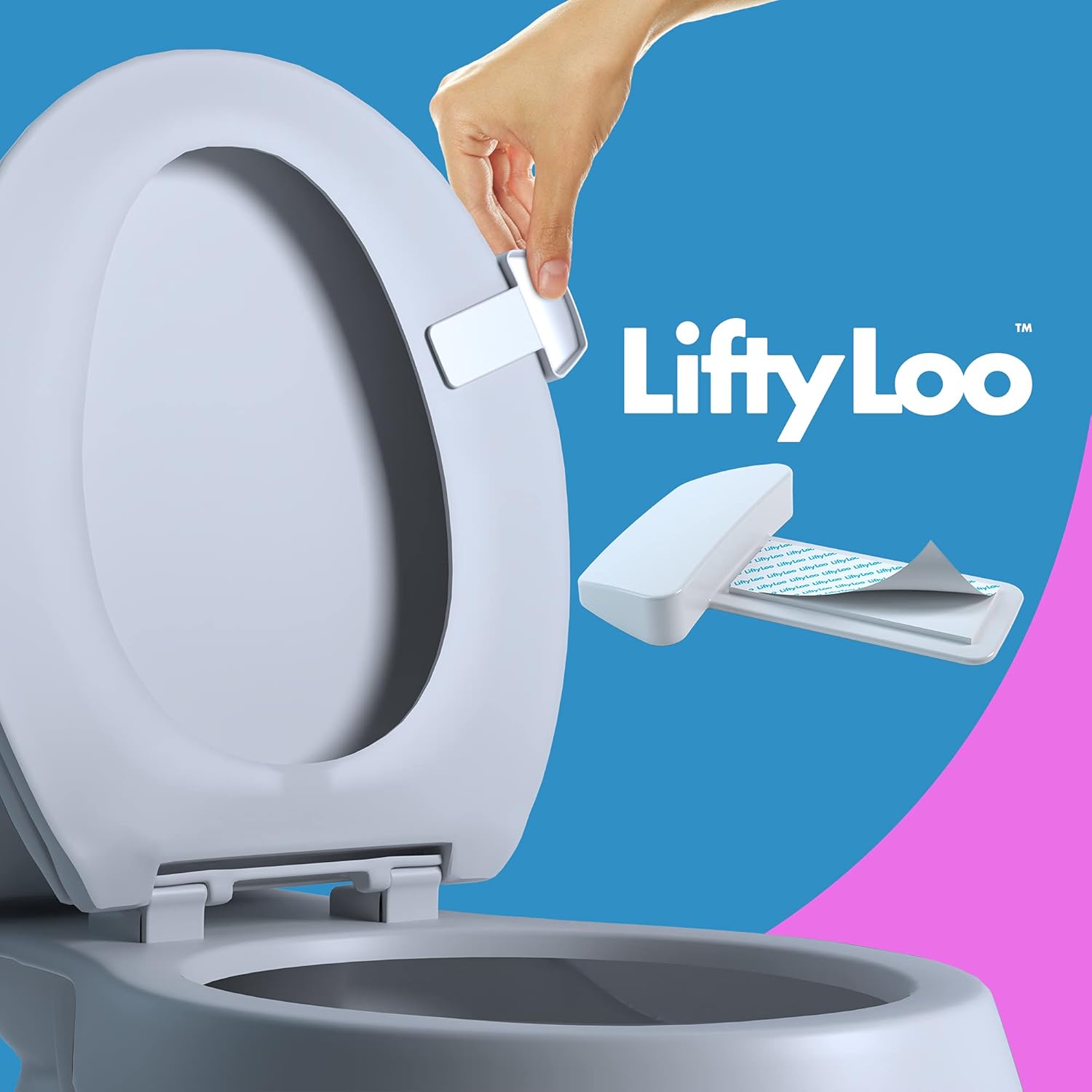 Lifty Loo Toilet Seat Handle - Lift more, reduce mess - Easy to use 2-piece set in white