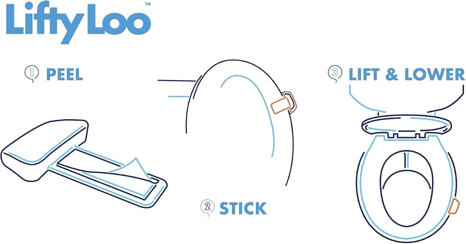 Lifty Loo Toilet Seat Handle - Lift more, reduce mess - Easy to use 2-piece set in white