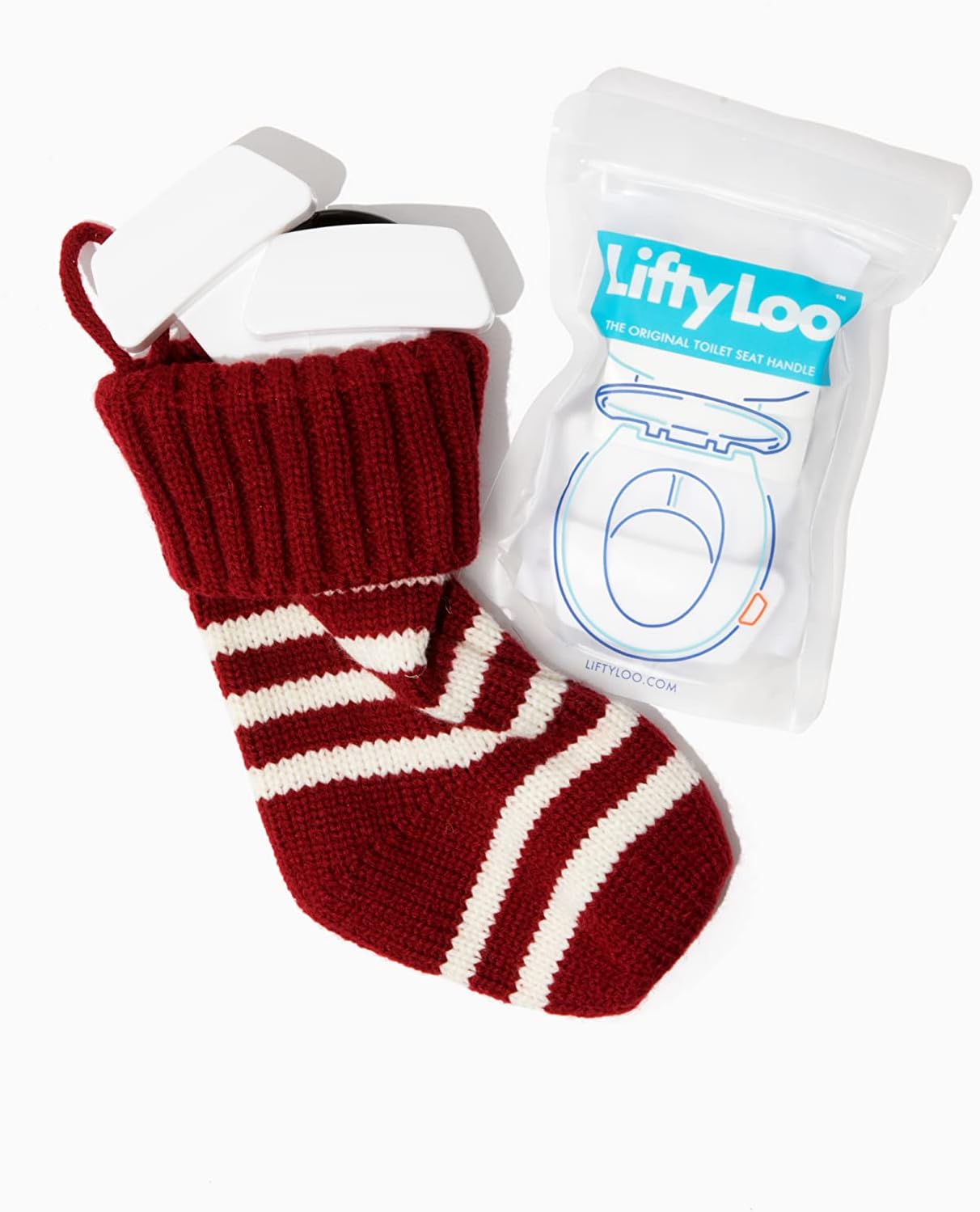 Lifty Loo Toilet Seat Handle - Lift more, reduce mess - Easy to use 2-piece set in white