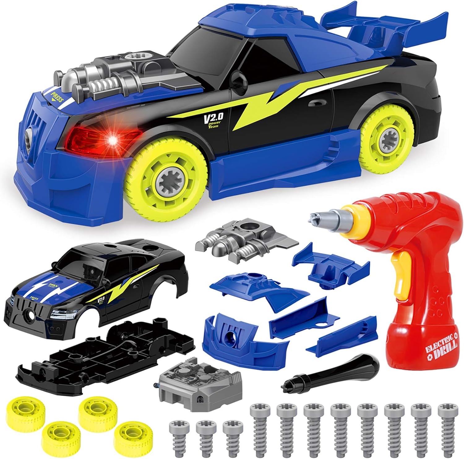 Take Apart Race Car with Electric Screwdriver Tool