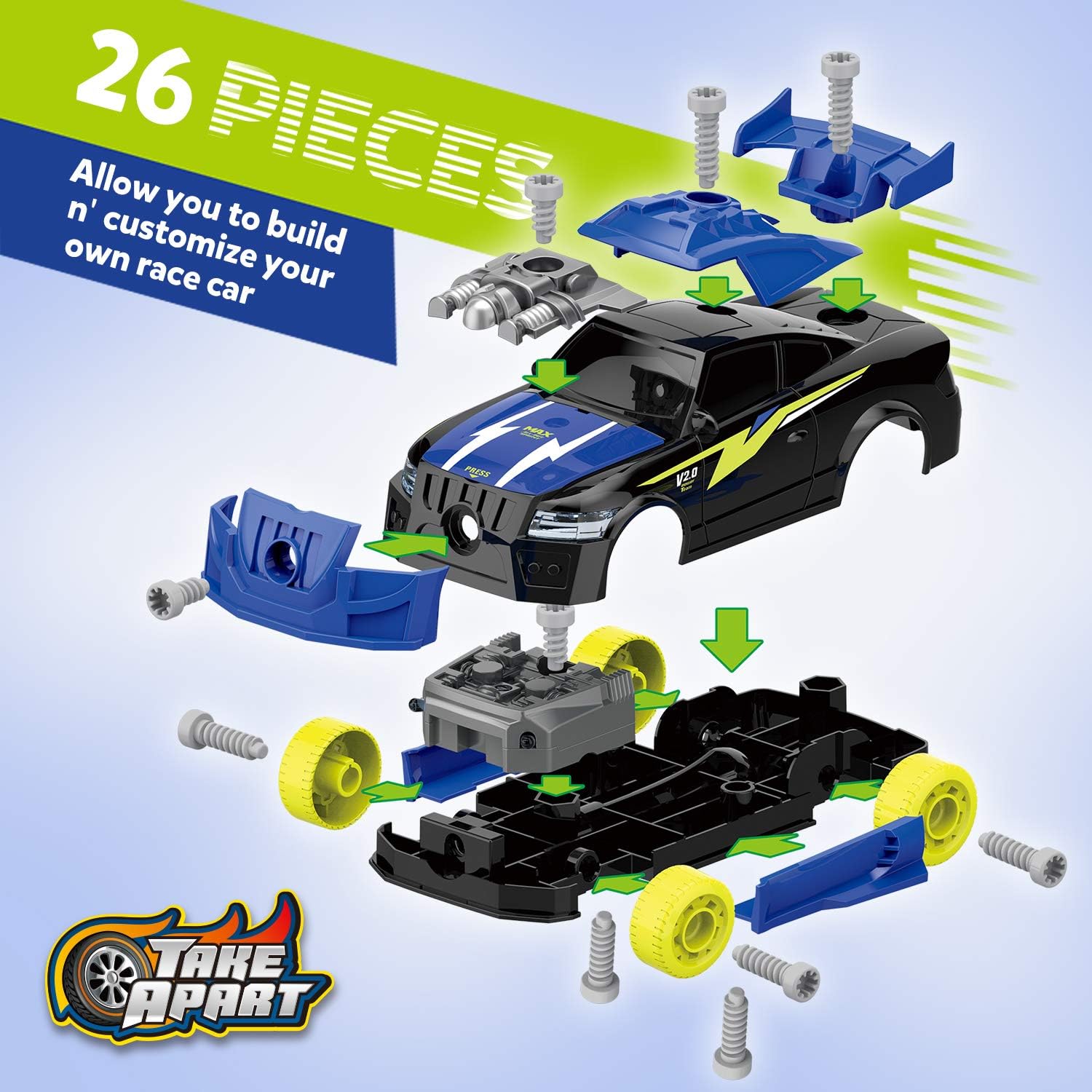 Take Apart Race Car with Electric Screwdriver Tool