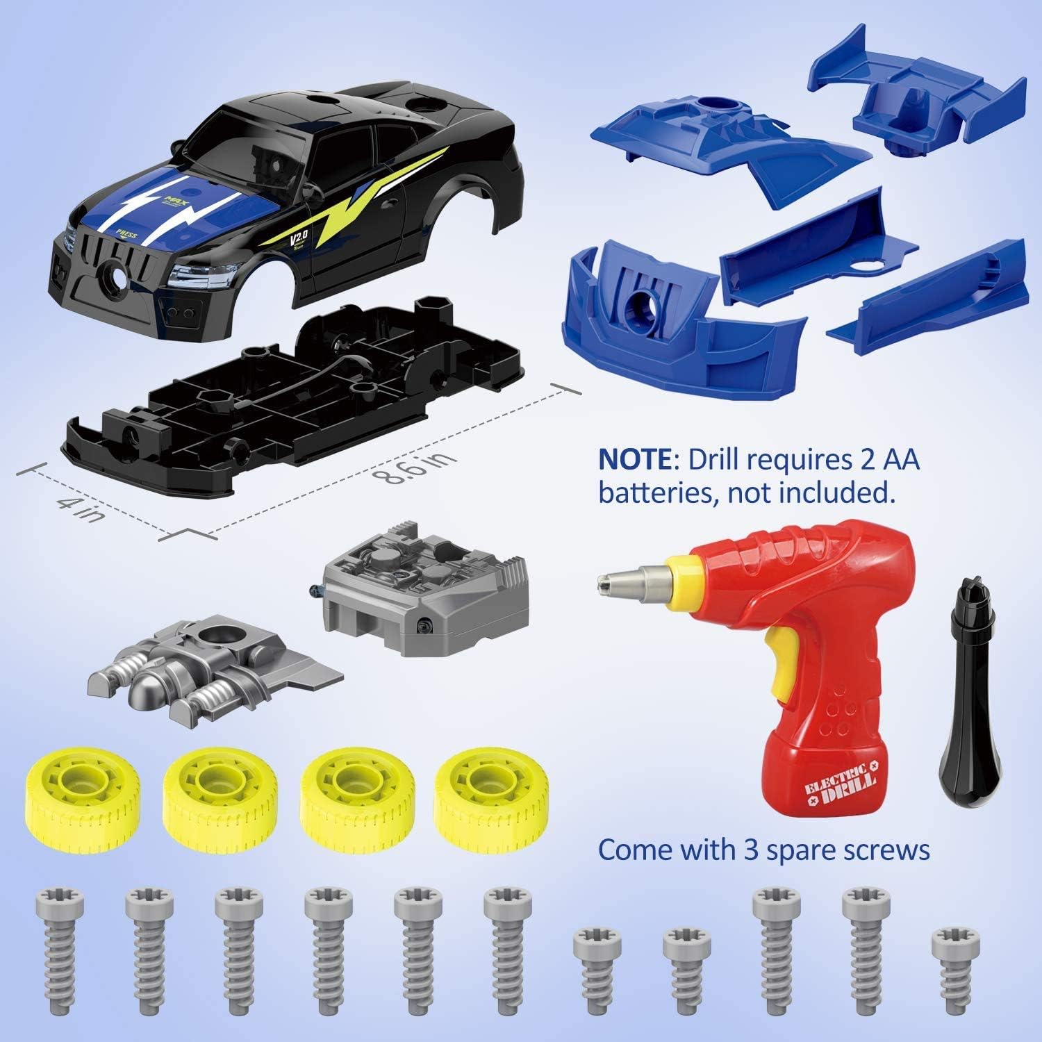 Take Apart Race Car with Electric Screwdriver Tool