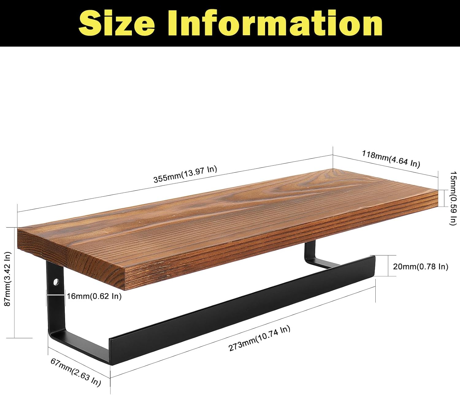 30.48 cm Towel Rack with Shelf