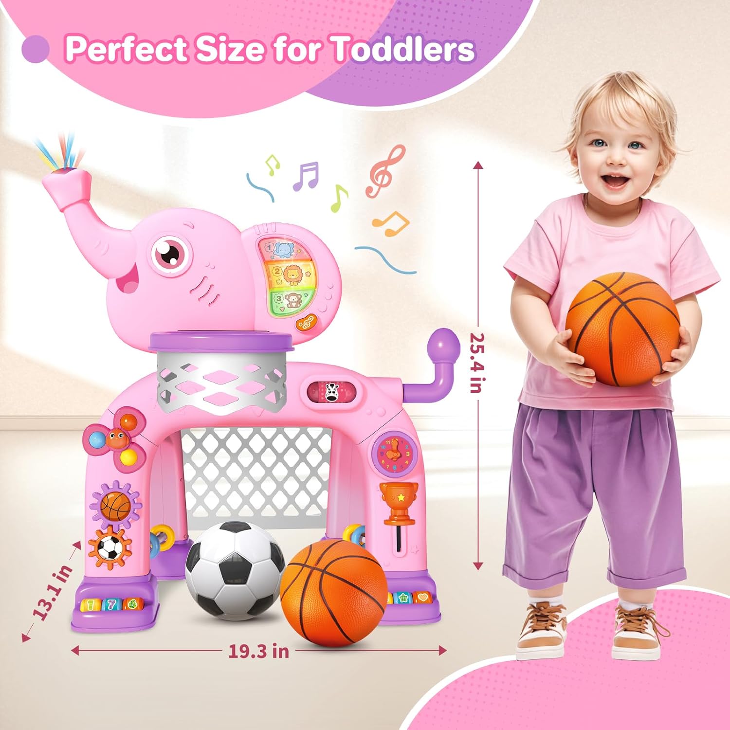 Toddler Basketball Frames, Soccer Goals with Lights & Music