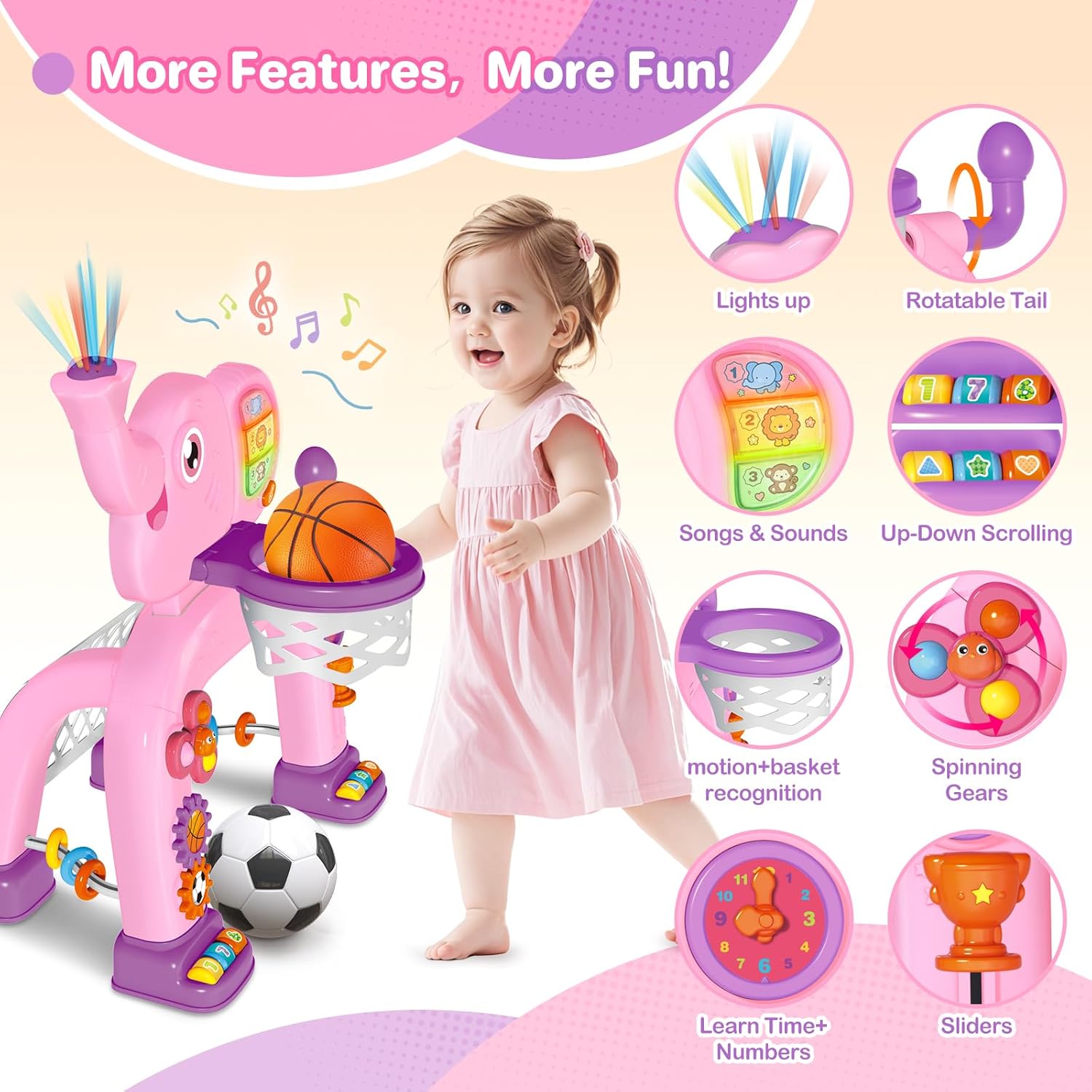 Toddler Basketball Frames, Soccer Goals with Lights & Music