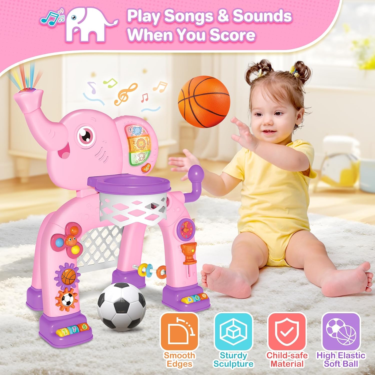 Toddler Basketball Frames, Soccer Goals with Lights & Music