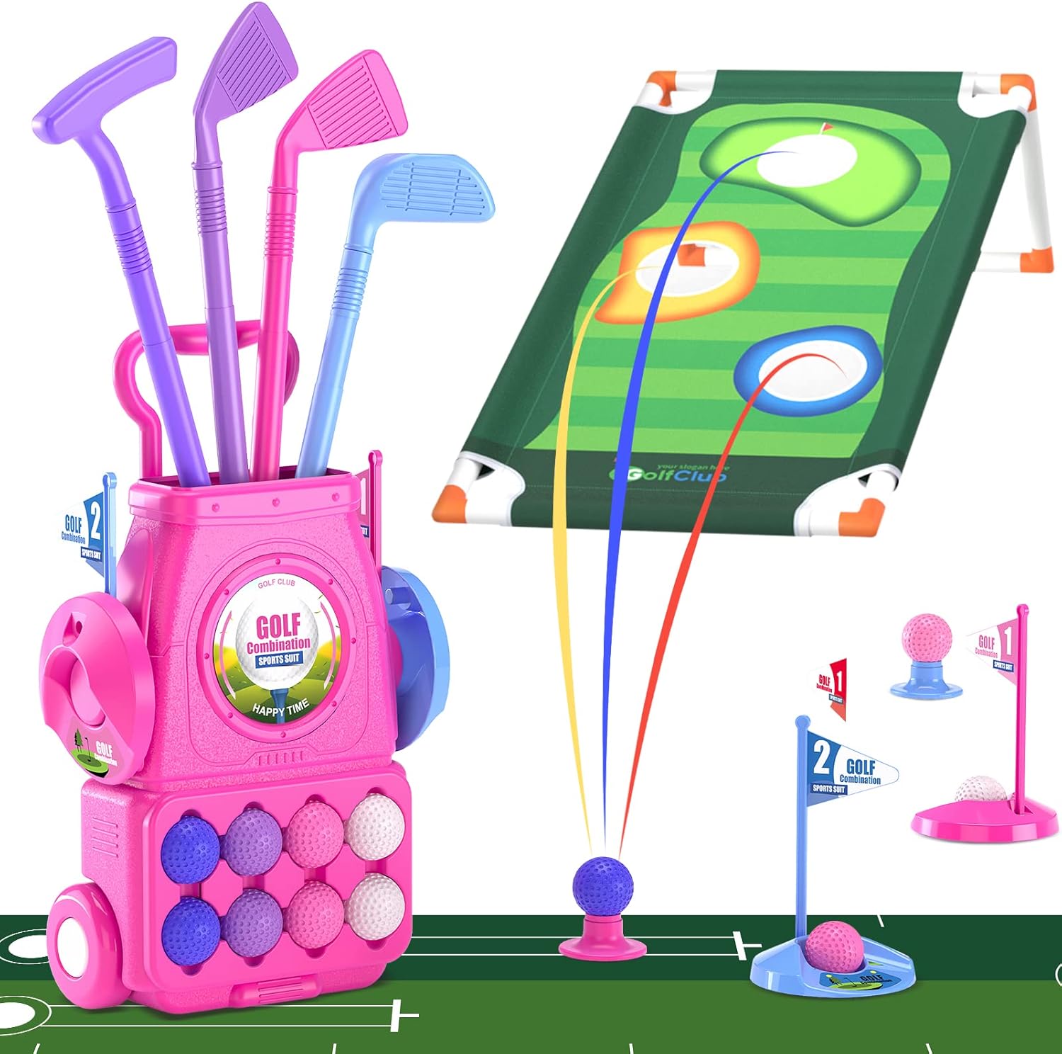Kids Golf Clubs, 2 in 1 Toddler Golf Set, 8 Balls Included
