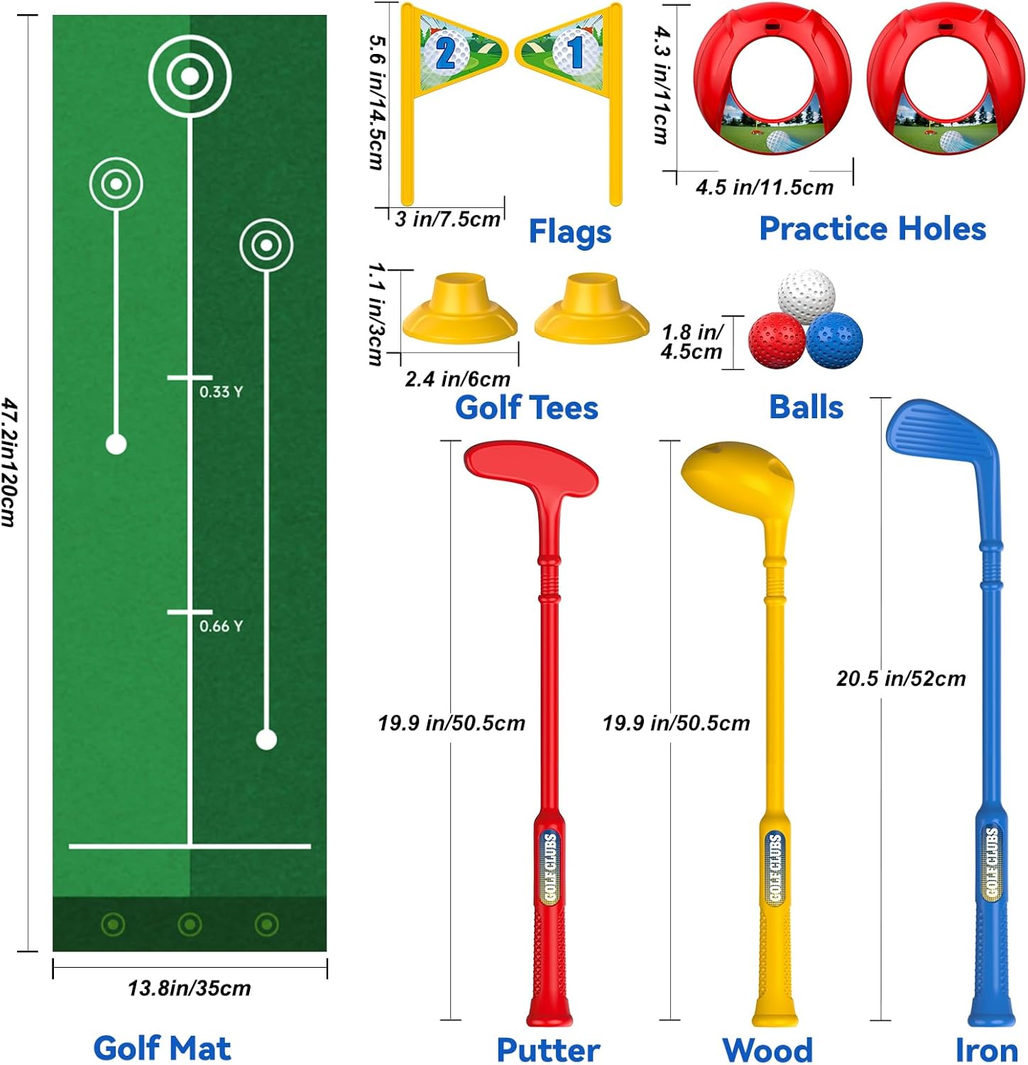 Toddler Golf Set for 2-5 Years Old, Kids Golf Clubs Set