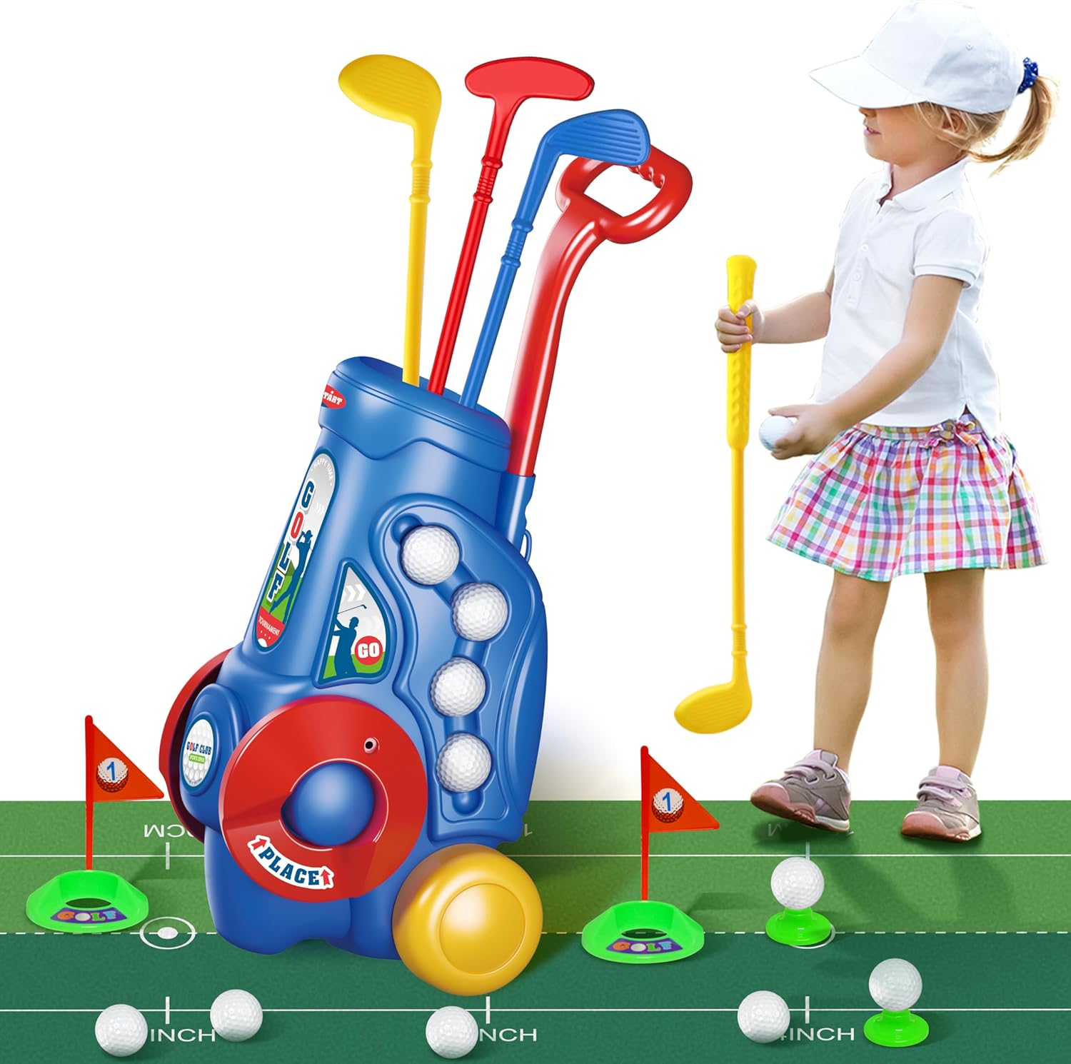 Toddler Golf Club Set with Putter Pad, Kids Golf Cart Toys
