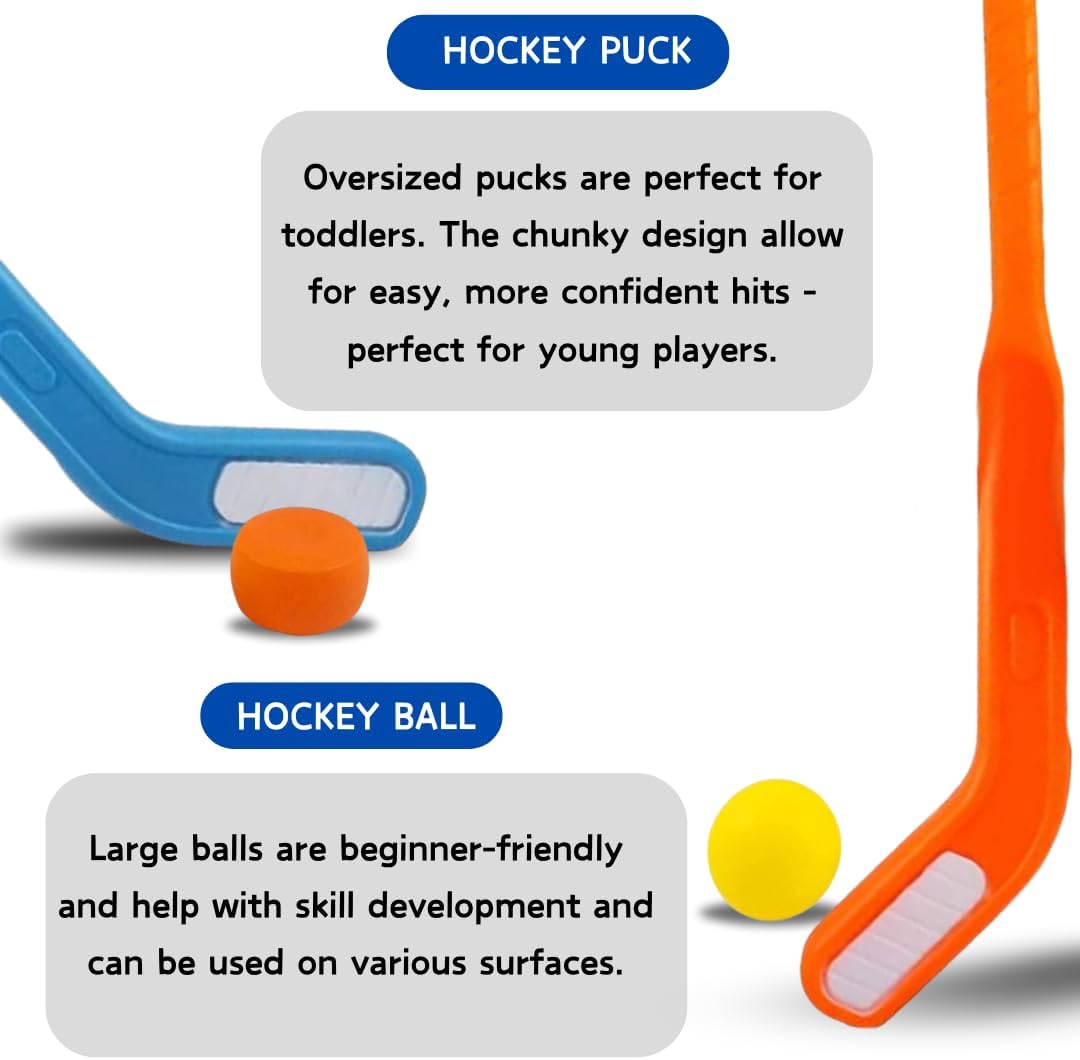 Kids Floor Hockey Stick Set, 28 Inch, Indoor Outdoor Toys