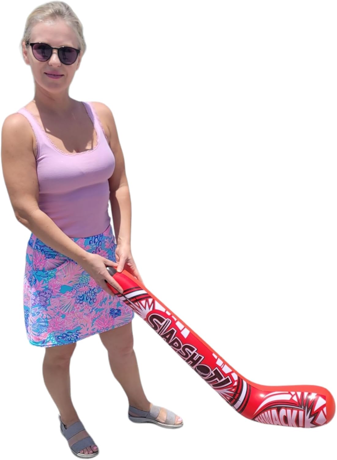 35 Inch Inflatable Hockey Stick, 24 Pack - 4 Designs