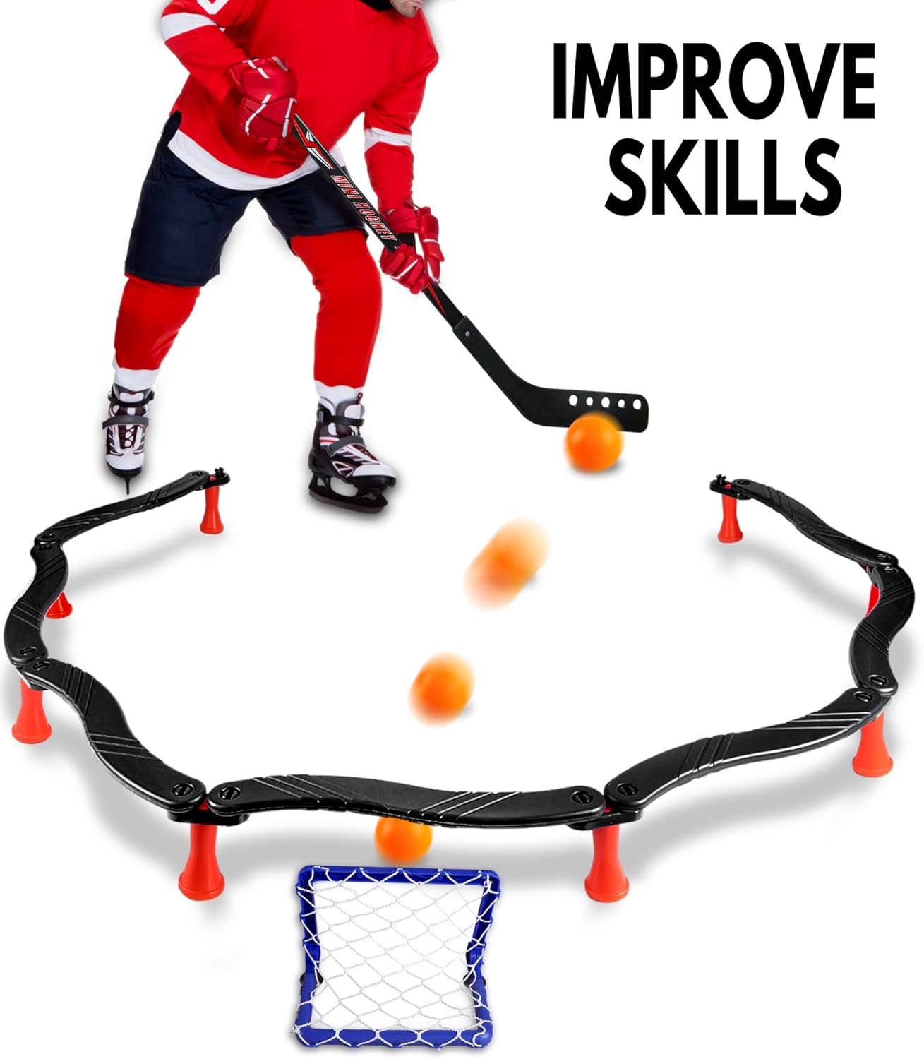 Adjustable Hockey Stick Handling Trainer, Improves Ball Control