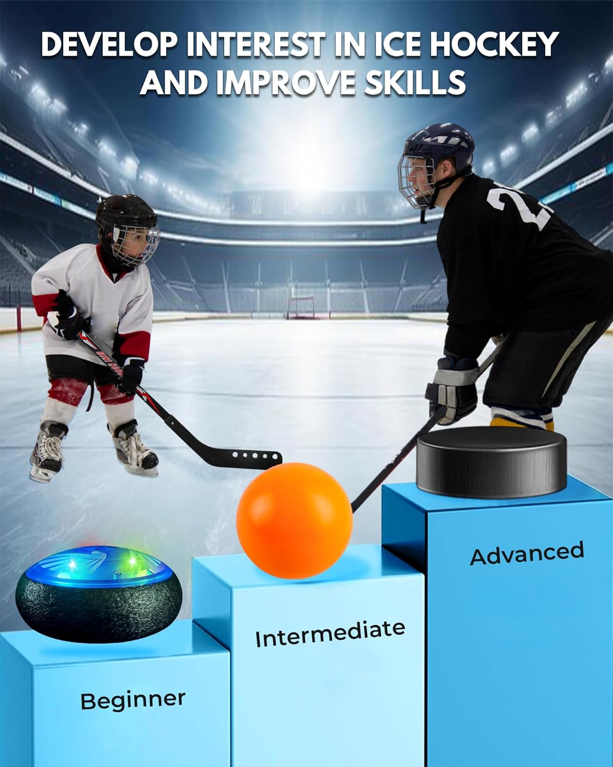 Adjustable Hockey Stick Handling Trainer, Improves Ball Control