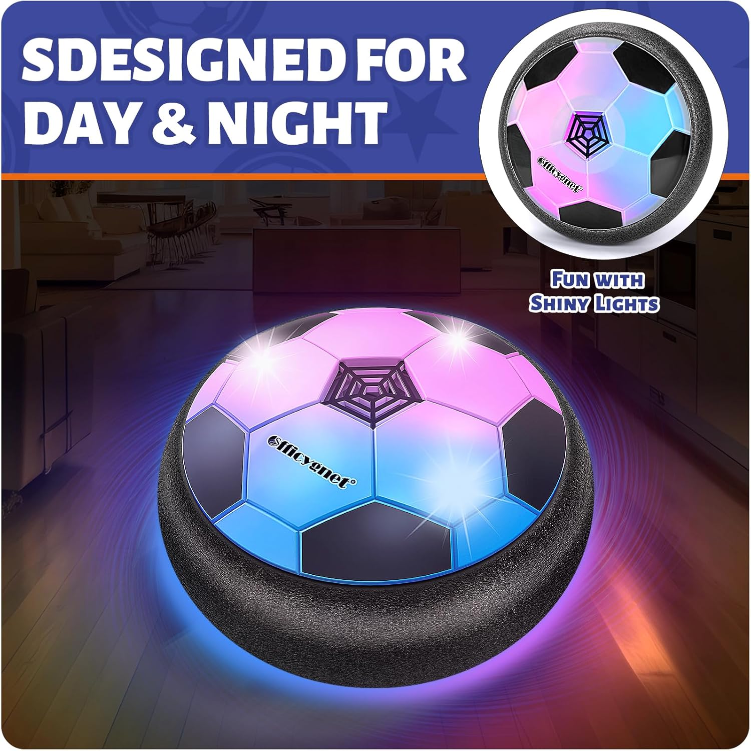 2 Pack Hovering Soccer Ball Toy, Light Up Soccer Ball Game