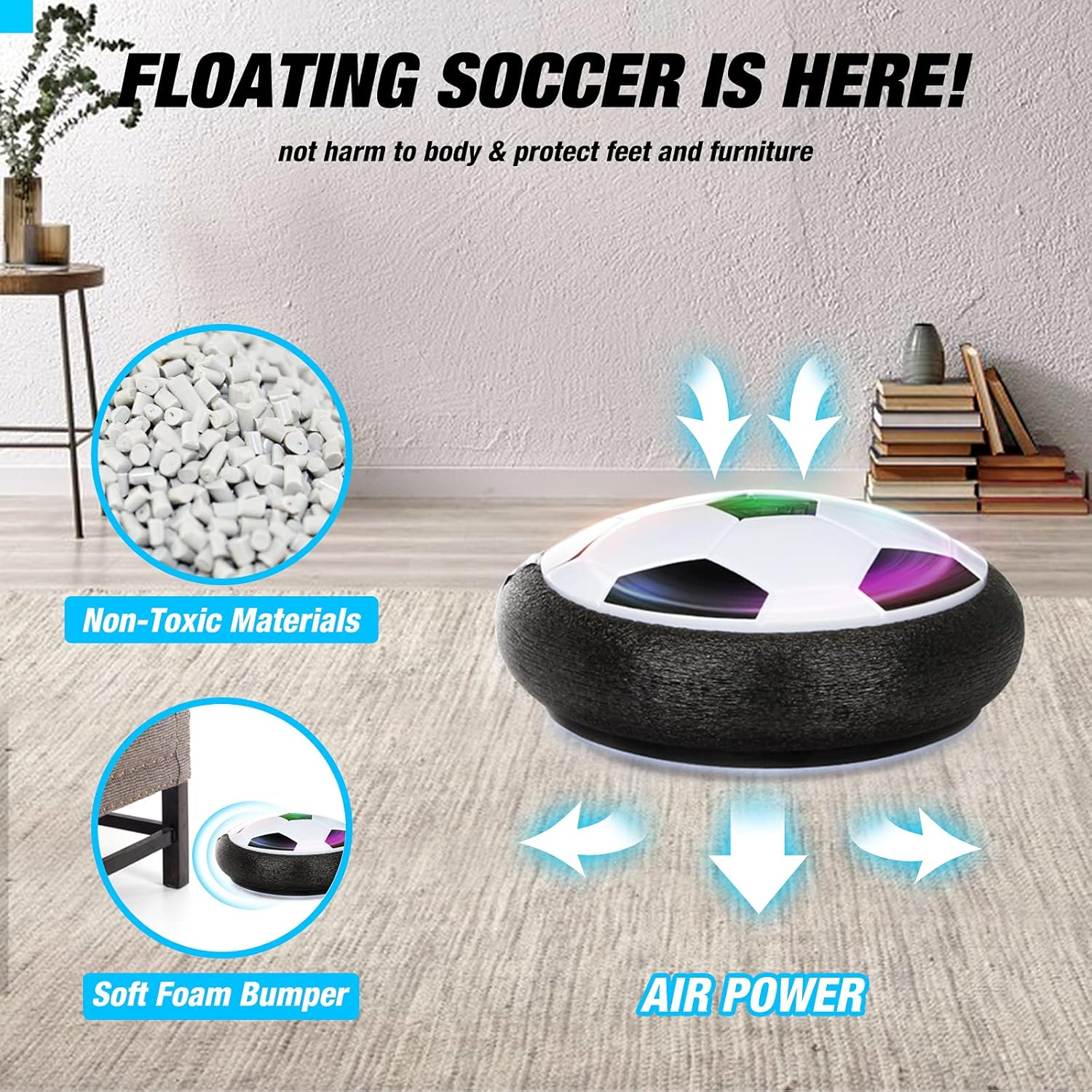 Growsland Hover Soccer Ball with 2 Goals, LED Hover Ball