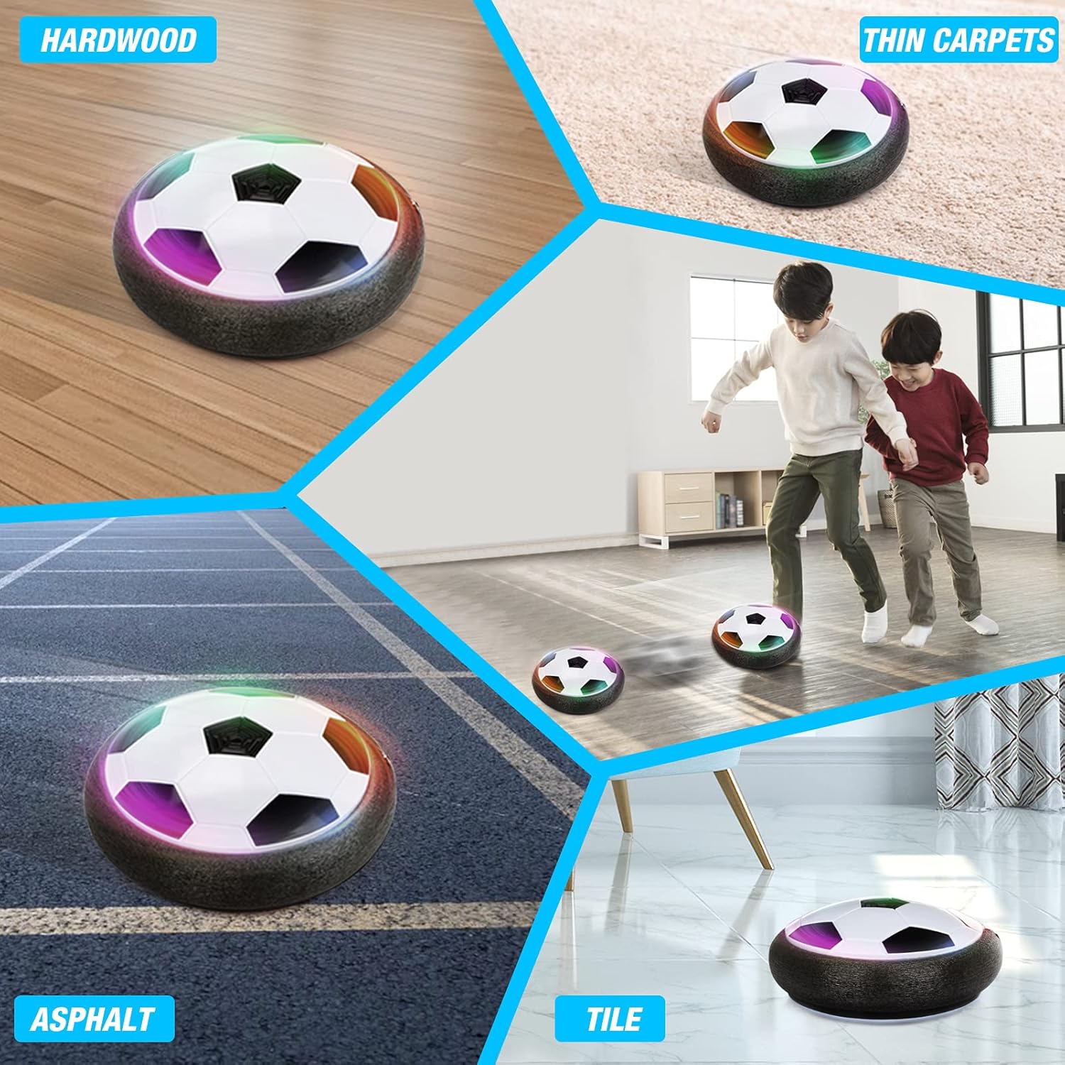 Growsland Hover Soccer Ball with 2 Goals, LED Hover Ball