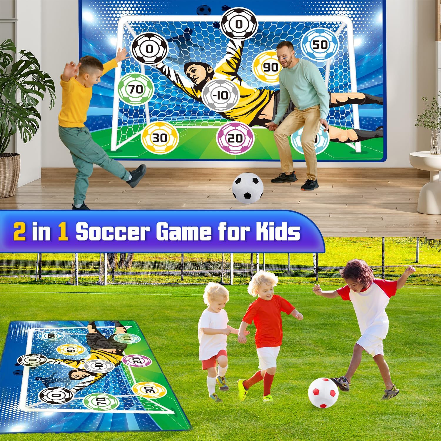 Helsort Kids Indoor Soccer Game, Backyard Throwing Soccer Goal