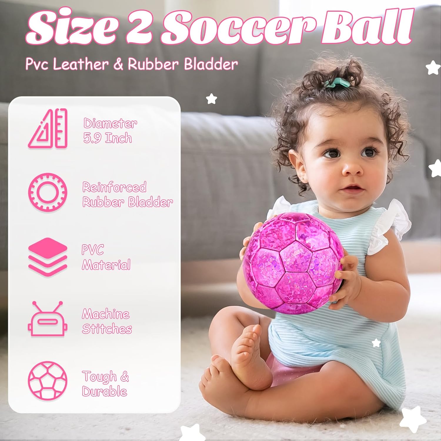 Pink Mini Soccer Ball #2, PVC Backyard Outdoor Toys
