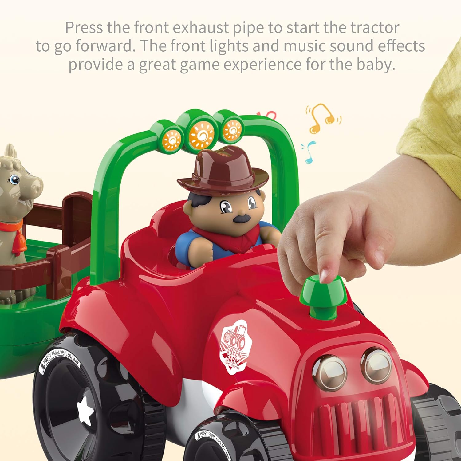 Farm Tractor Toy with Detachable Farmer and Animals
