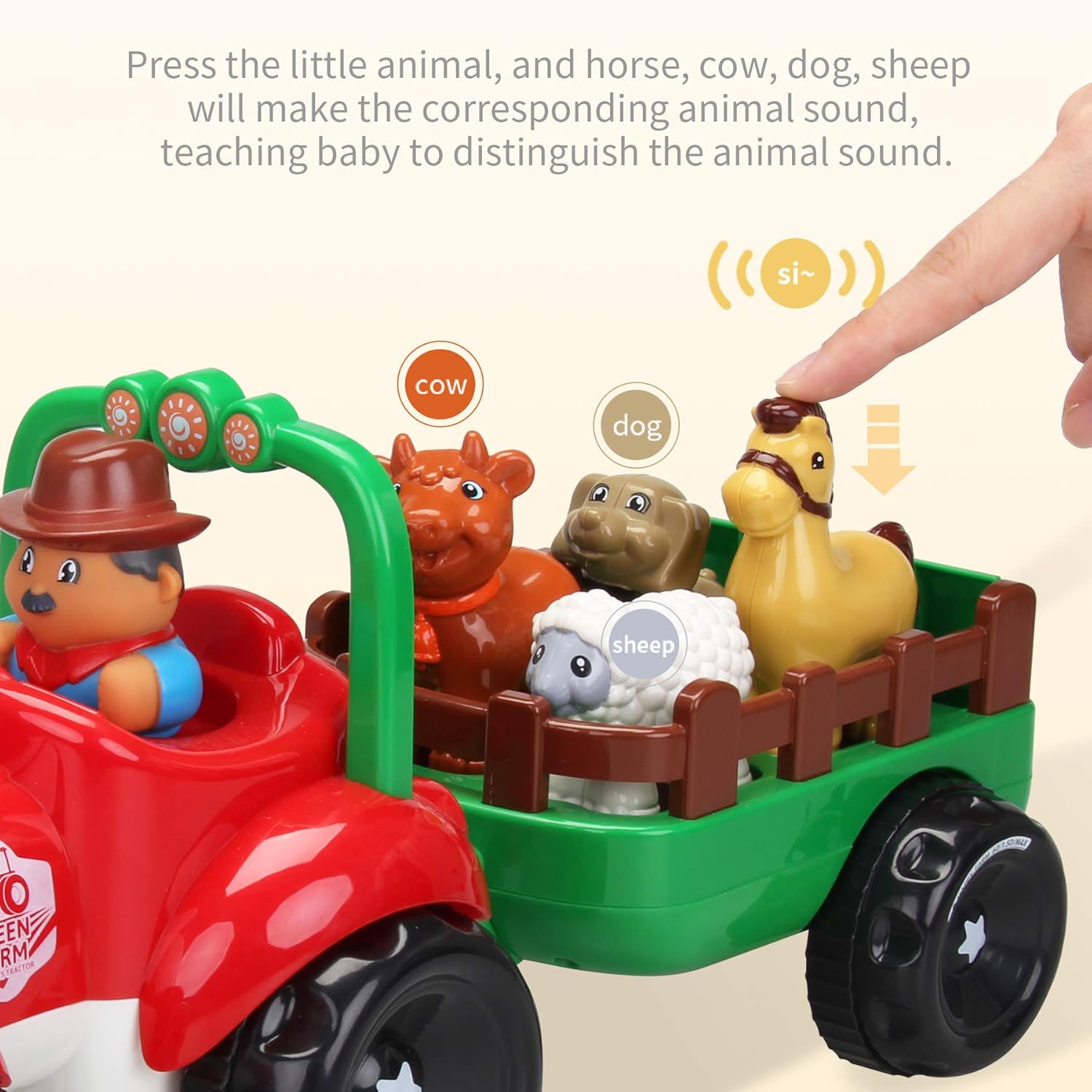 Farm Tractor Toy with Detachable Farmer and Animals