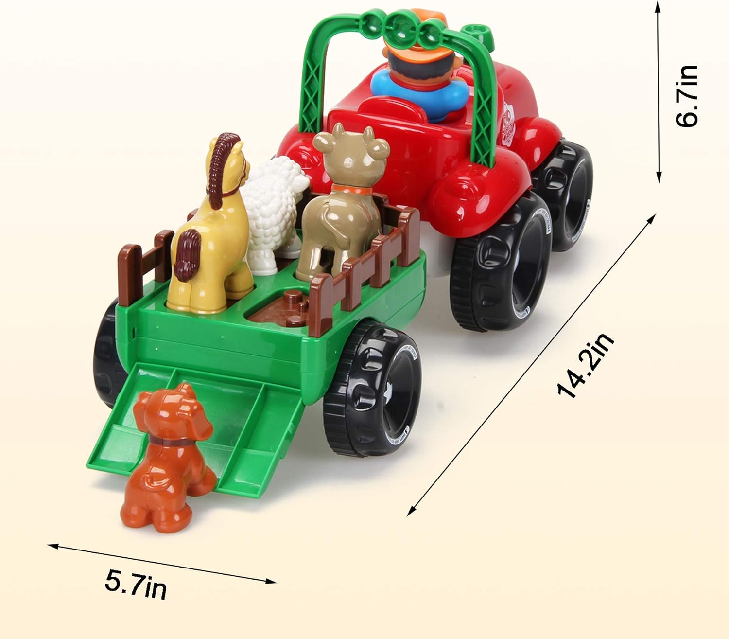 Farm Tractor Toy with Detachable Farmer and Animals