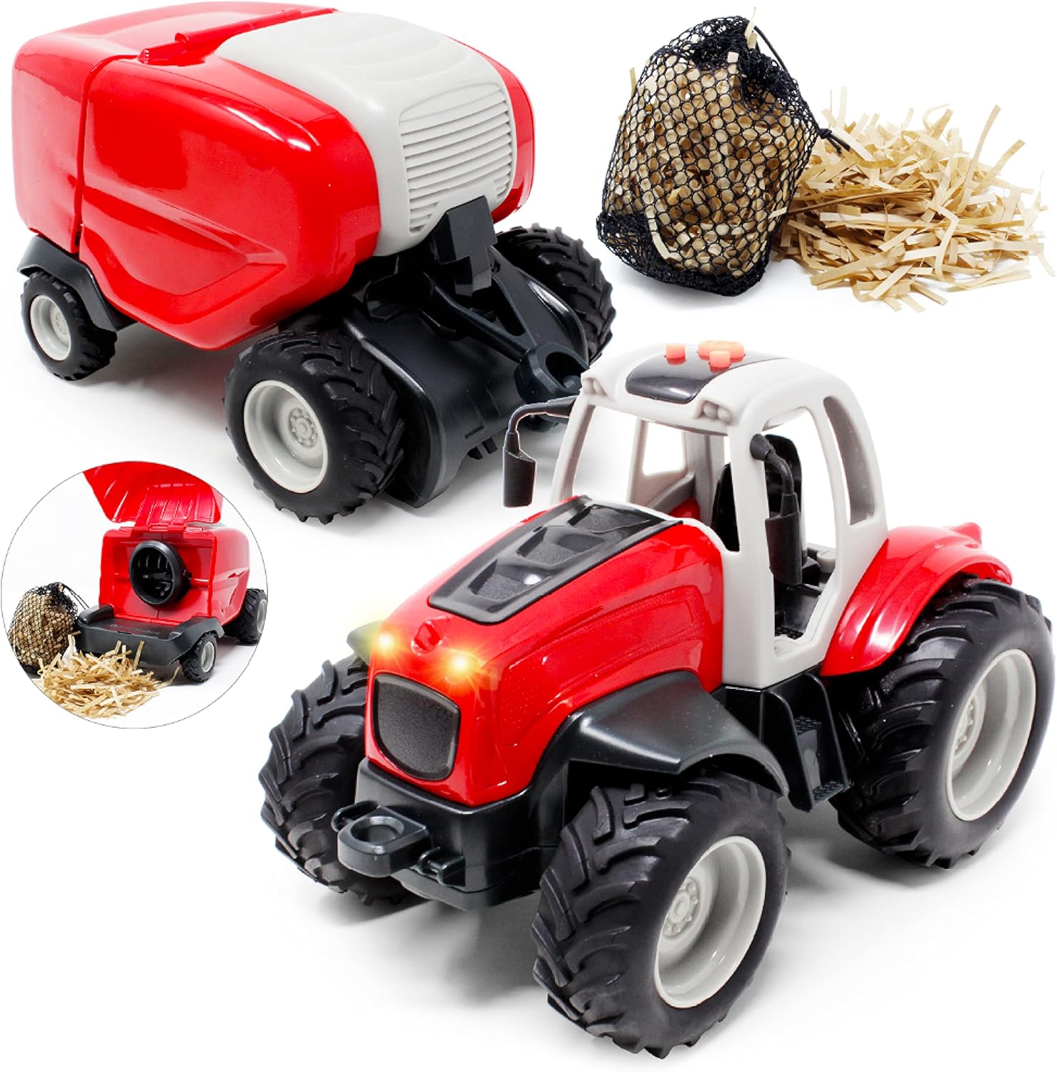 Farm Tractor with Baler