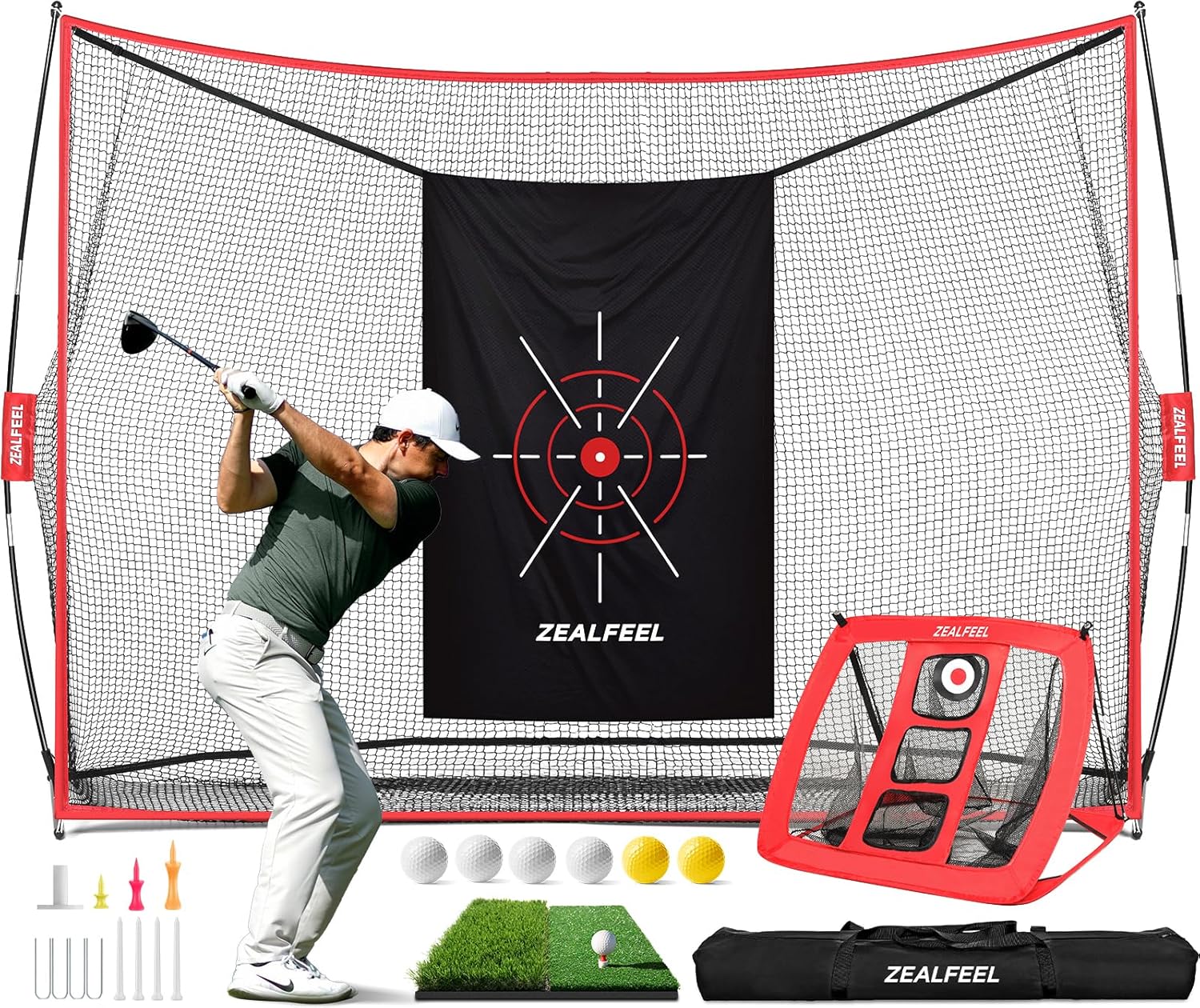 10 x 7 ft Golf Practice Net, 8 Balls, Carrying Bag