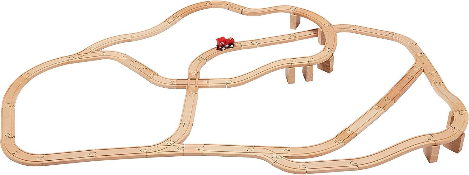 65 Pack Wooden Train Track Set