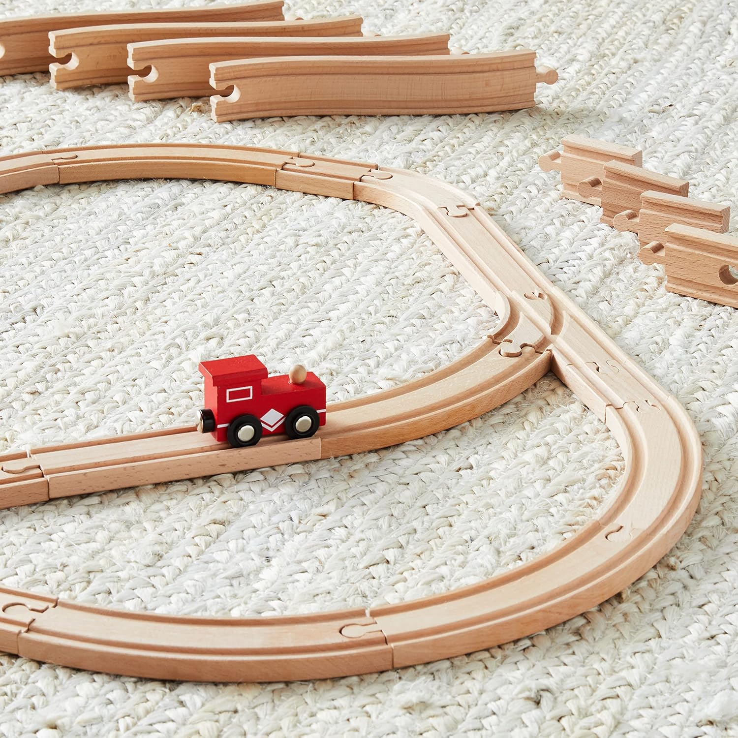 65 Pack Wooden Train Track Set