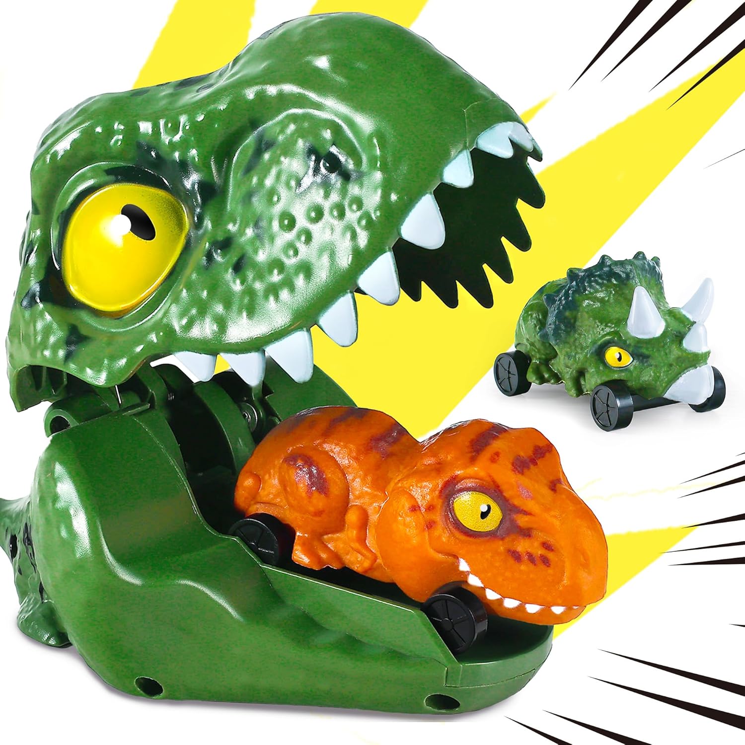 Dinosaur Car Launcher Playset, Push to Launch Catapult for Ages 3-6