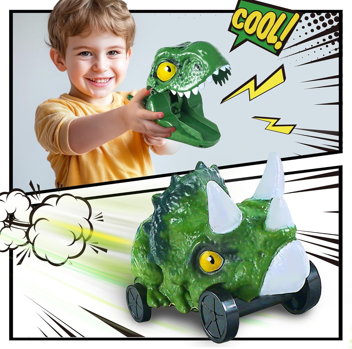 Dinosaur Car Launcher Playset, Push to Launch Catapult for Ages 3-6
