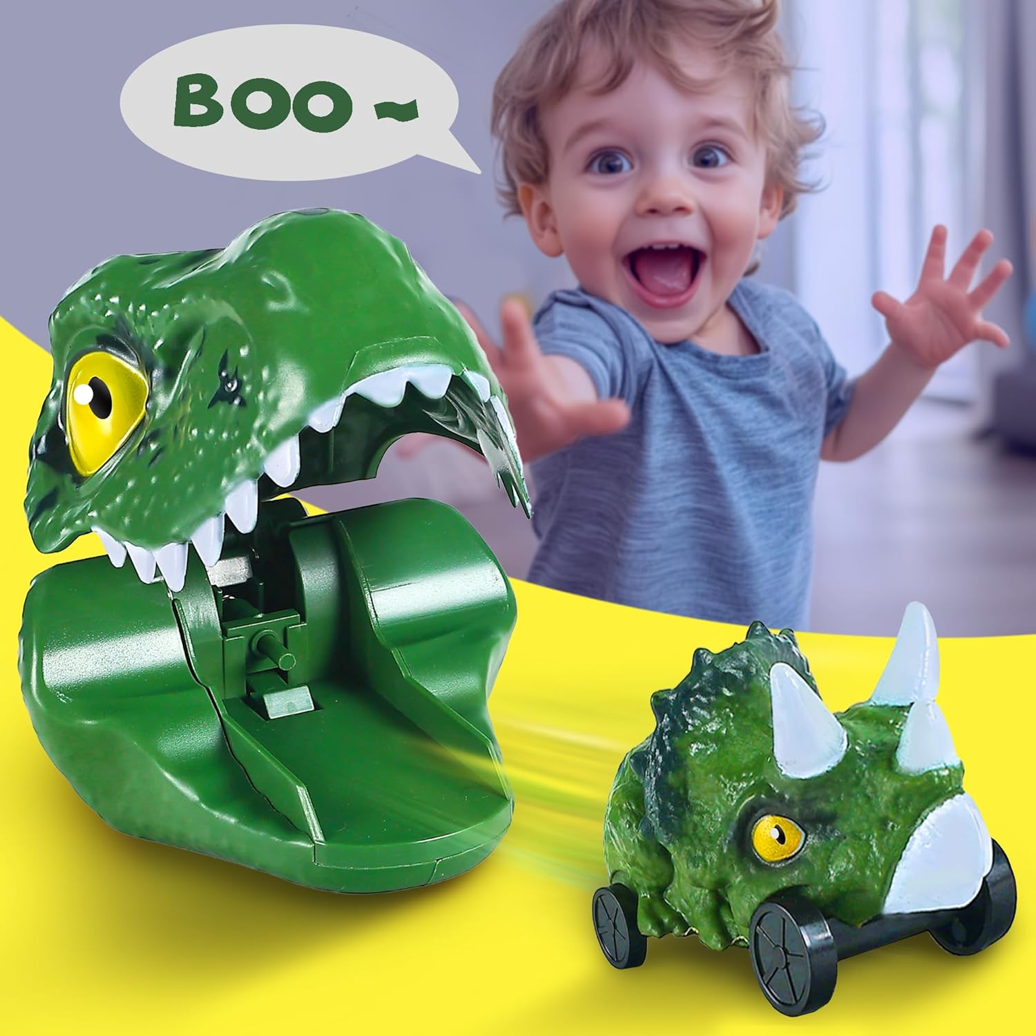 Dinosaur Car Launcher Playset, Push to Launch Catapult for Ages 3-6