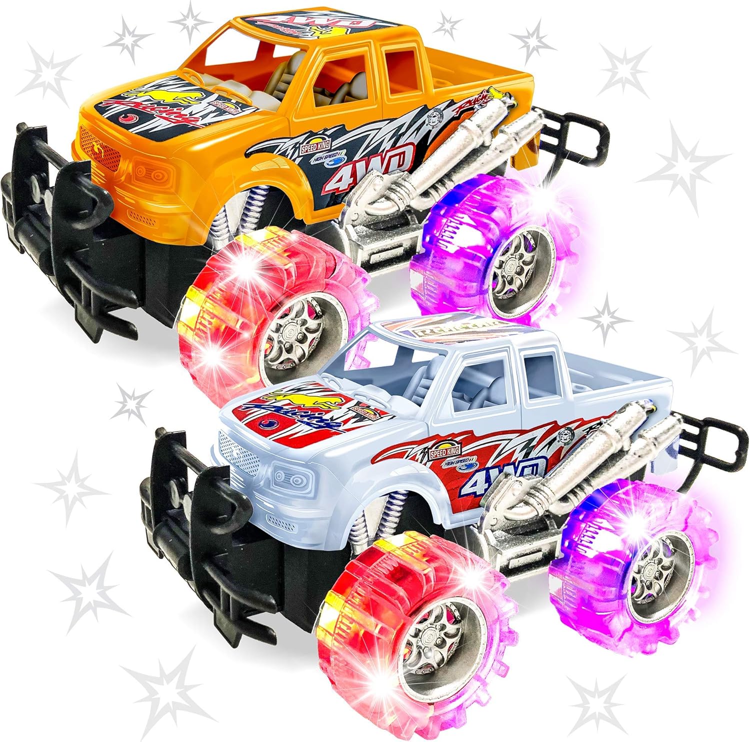 Light Up Monster Truck Set, 2 Trucks with LED Tires