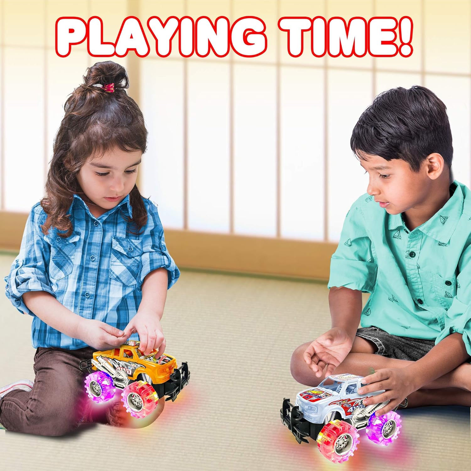 Light Up Monster Truck Set, 2 Trucks with LED Tires