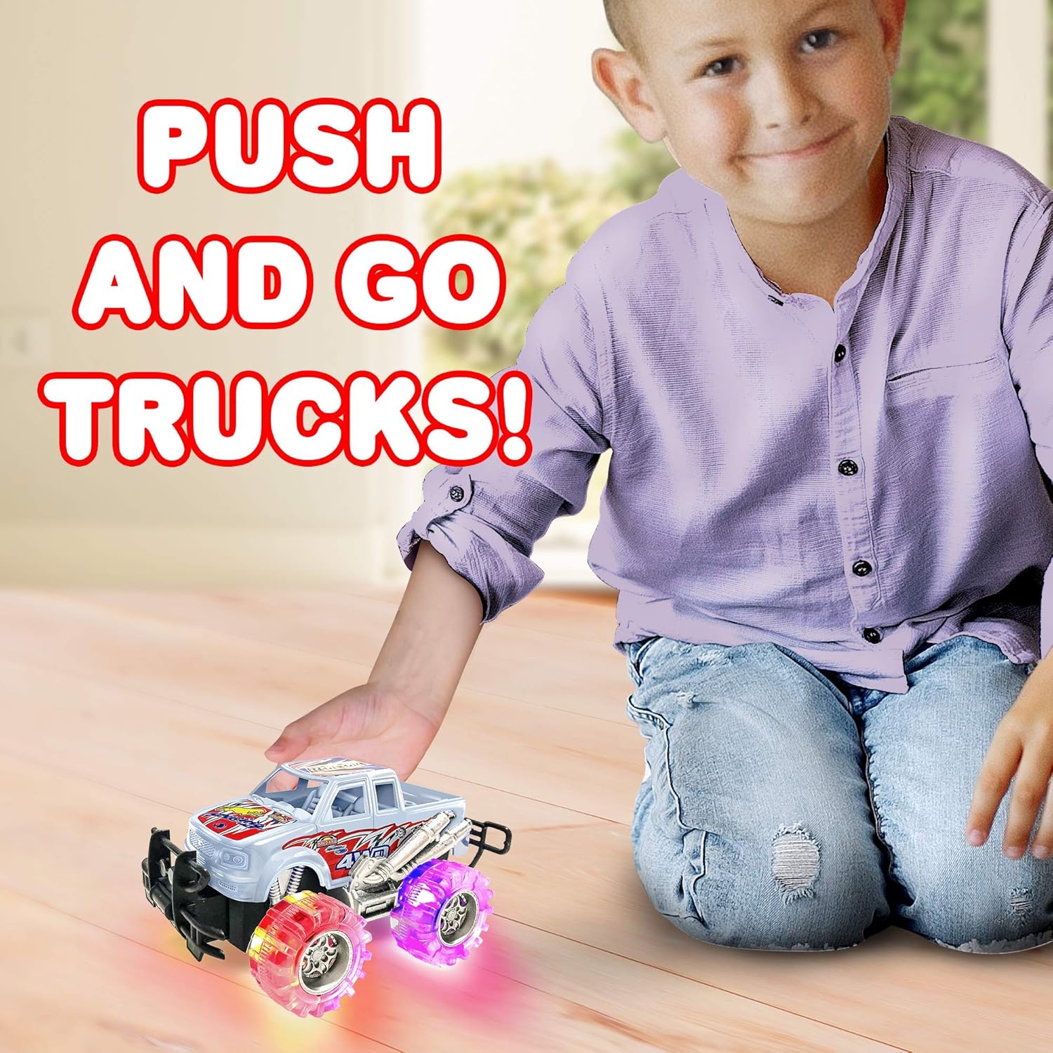 Light Up Monster Truck Set, 2 Trucks with LED Tires