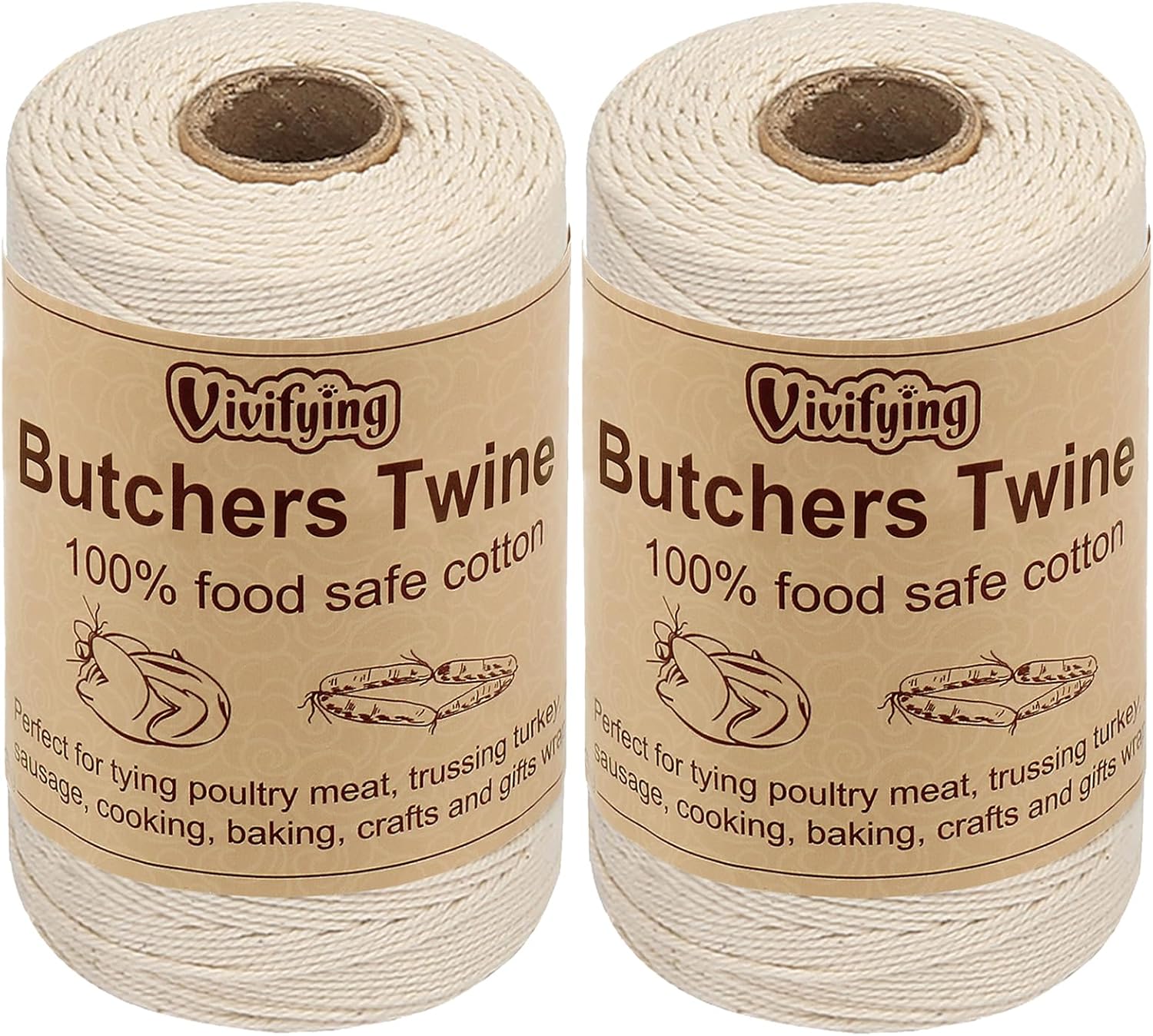 2 Pieces x 656 ft Butchers Twine, Beige