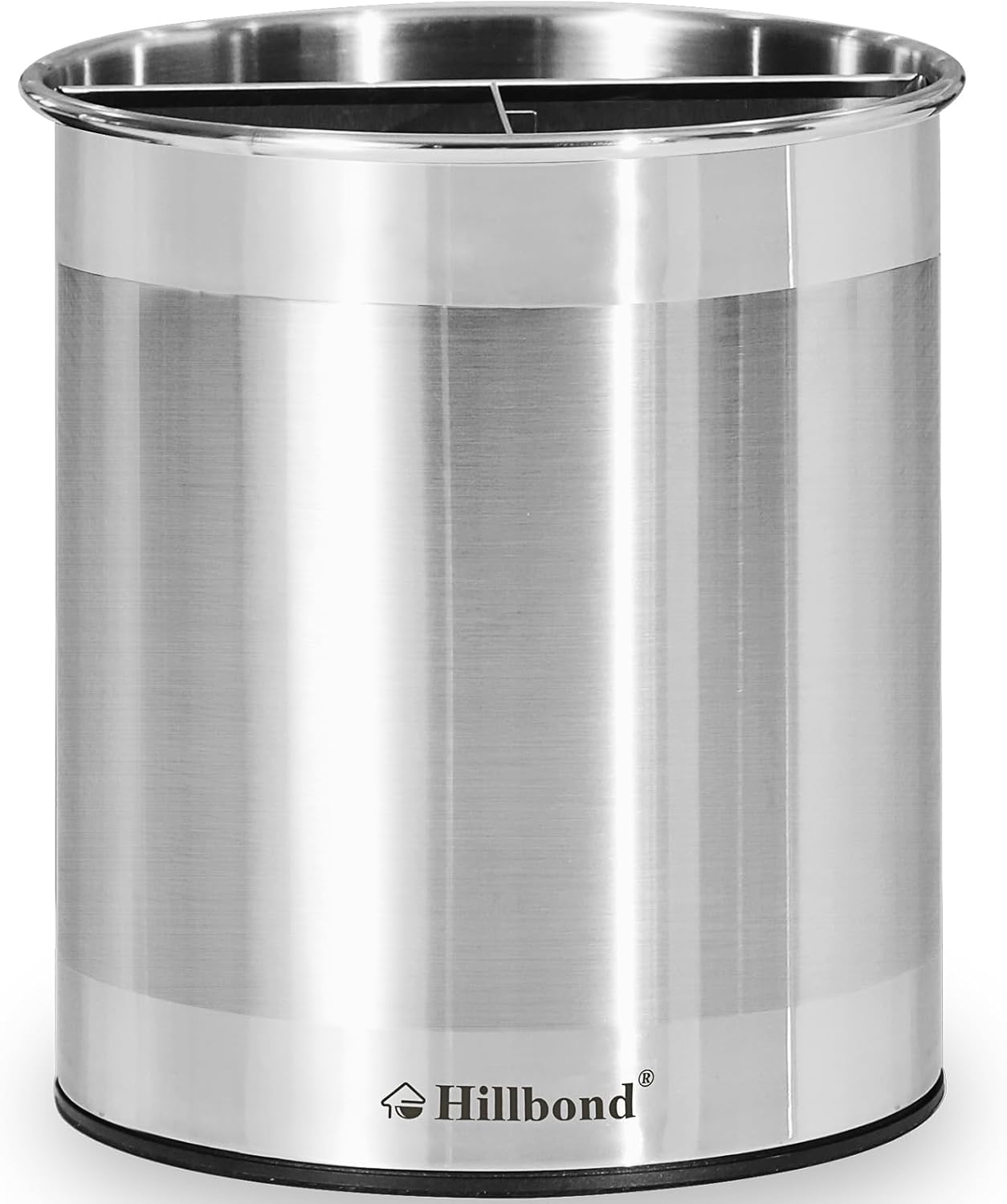 Hillbond Stainless Steel Utensil Holder for Kitchen Counter with Removable Divider, 6.9 x 7.5 Inch (Approx. 17.5 x 19.1 cm) Countertop Metal Utensil Holder, 360 Rotating Spatula for Cooking (Extra Large)