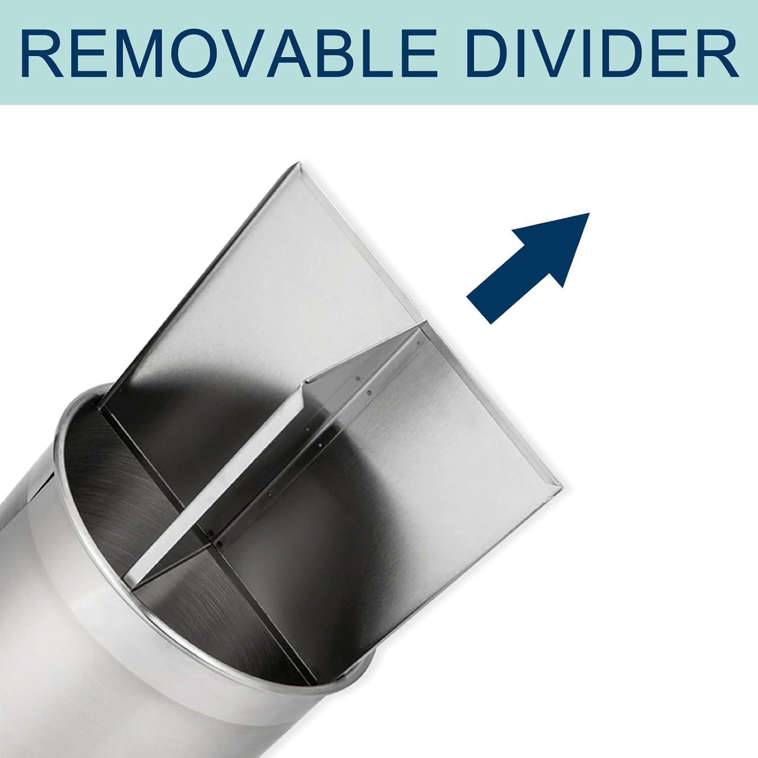 Hillbond Stainless Steel Utensil Holder for Kitchen Counter with Removable Divider, 6.9 x 7.5 Inch (Approx. 17.5 x 19.1 cm) Countertop Metal Utensil Holder, 360 Rotating Spatula for Cooking (Extra Large)