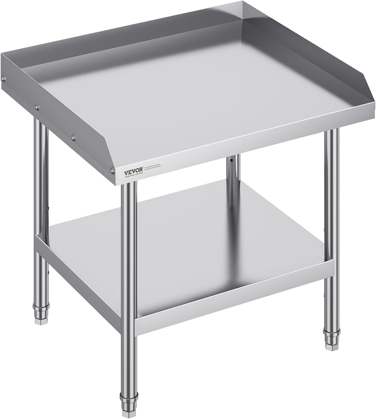 Stainless Steel Work Table, 24 x 28 x 26 inches (Approx. 60.9 x 71.1 x 66.0 cm) Commercial Food Preparation Work Table, 3 Side Splashback Heavy Duty Preparation Work Table, Height Adjustable Metal Work Table for Restaurants Home Hotels