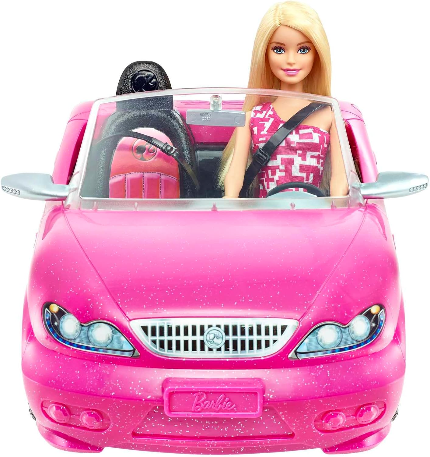 Barbie Playset with Glitter Pink Convertible