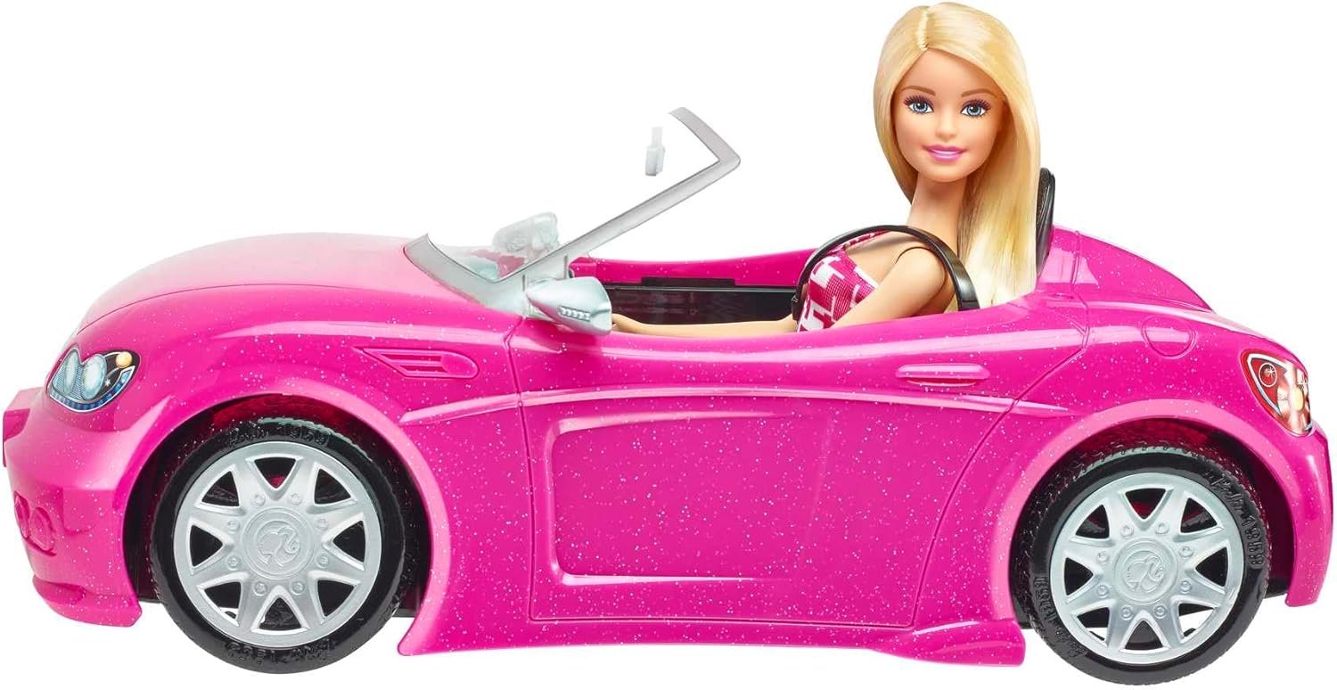 Barbie Playset with Glitter Pink Convertible